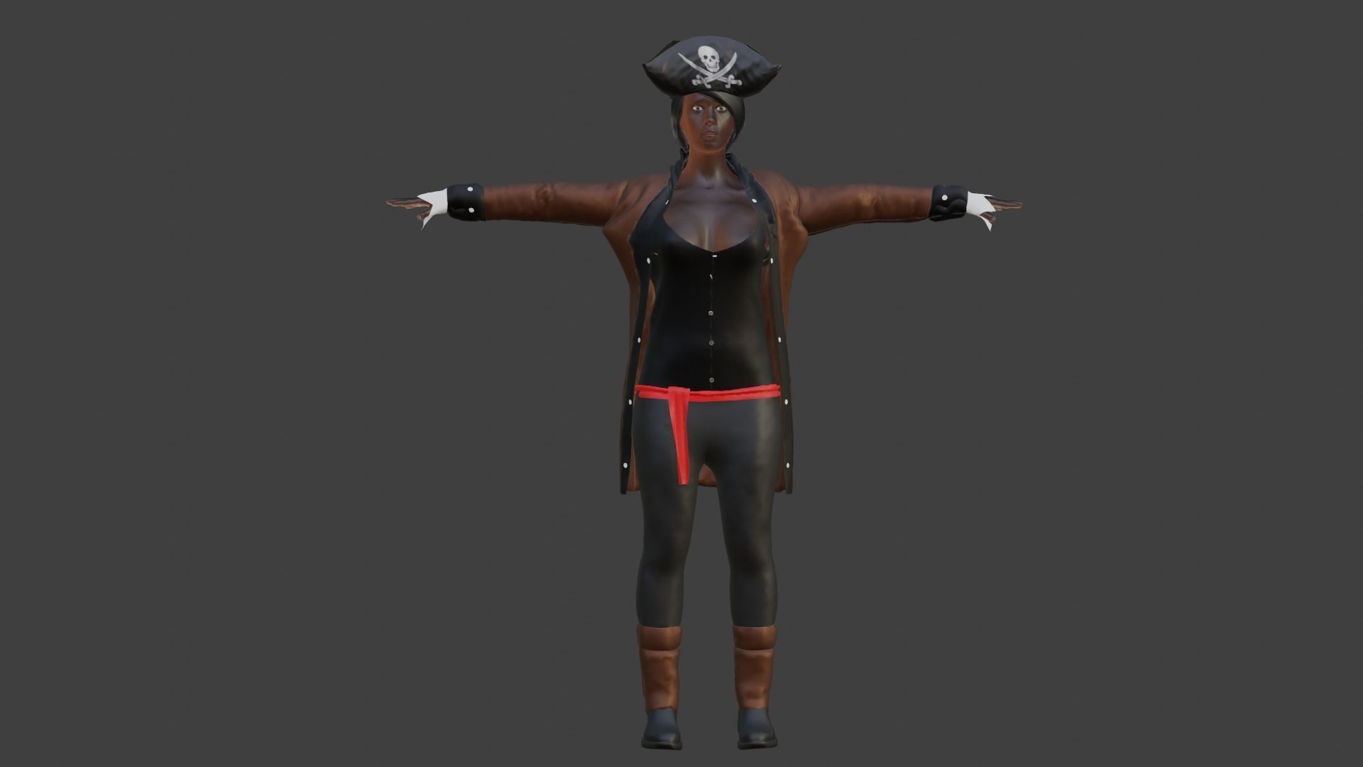 Pirate Woman Low-poly 3D model_7