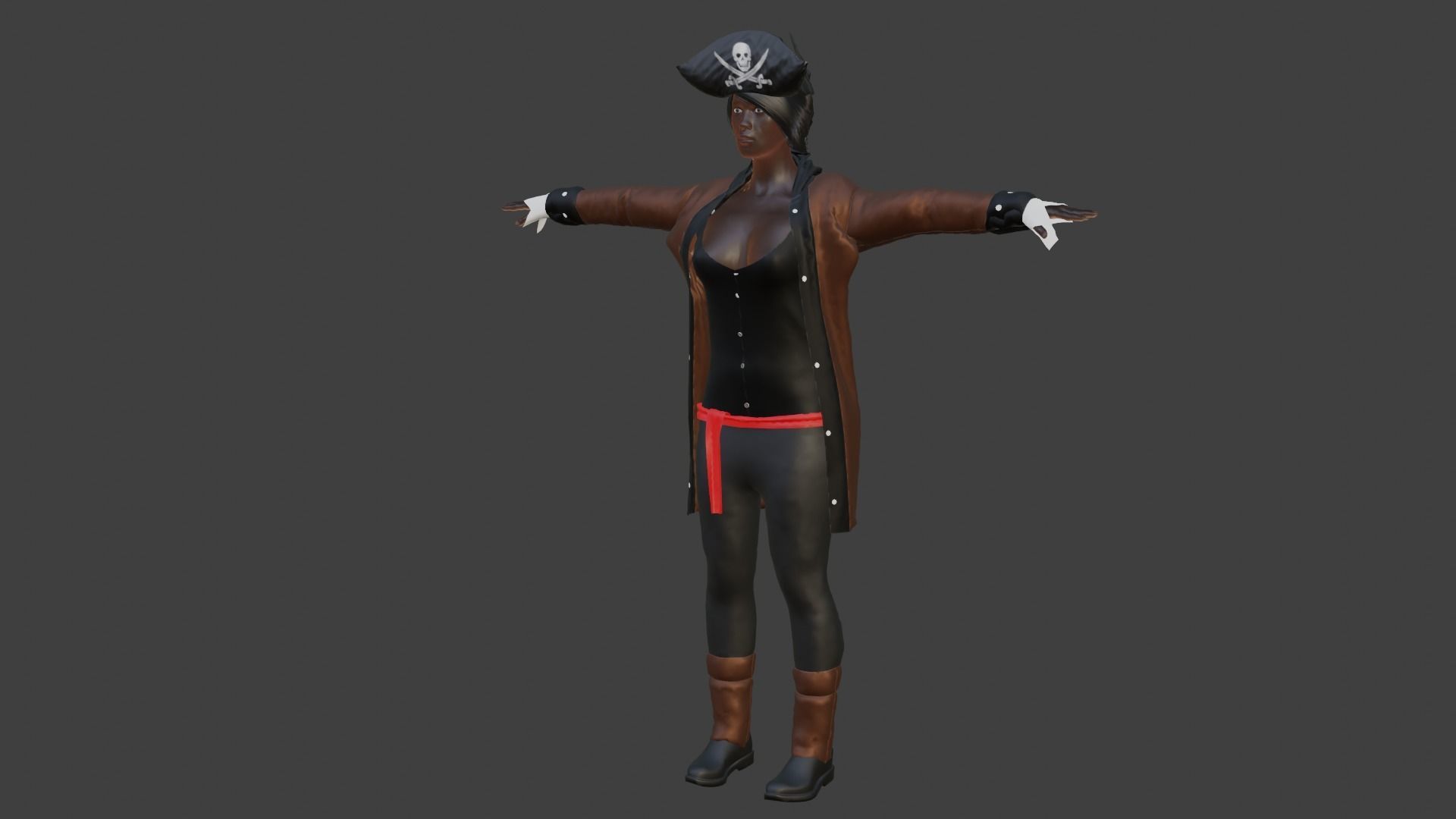 Pirate Woman Low-poly 3D model_6