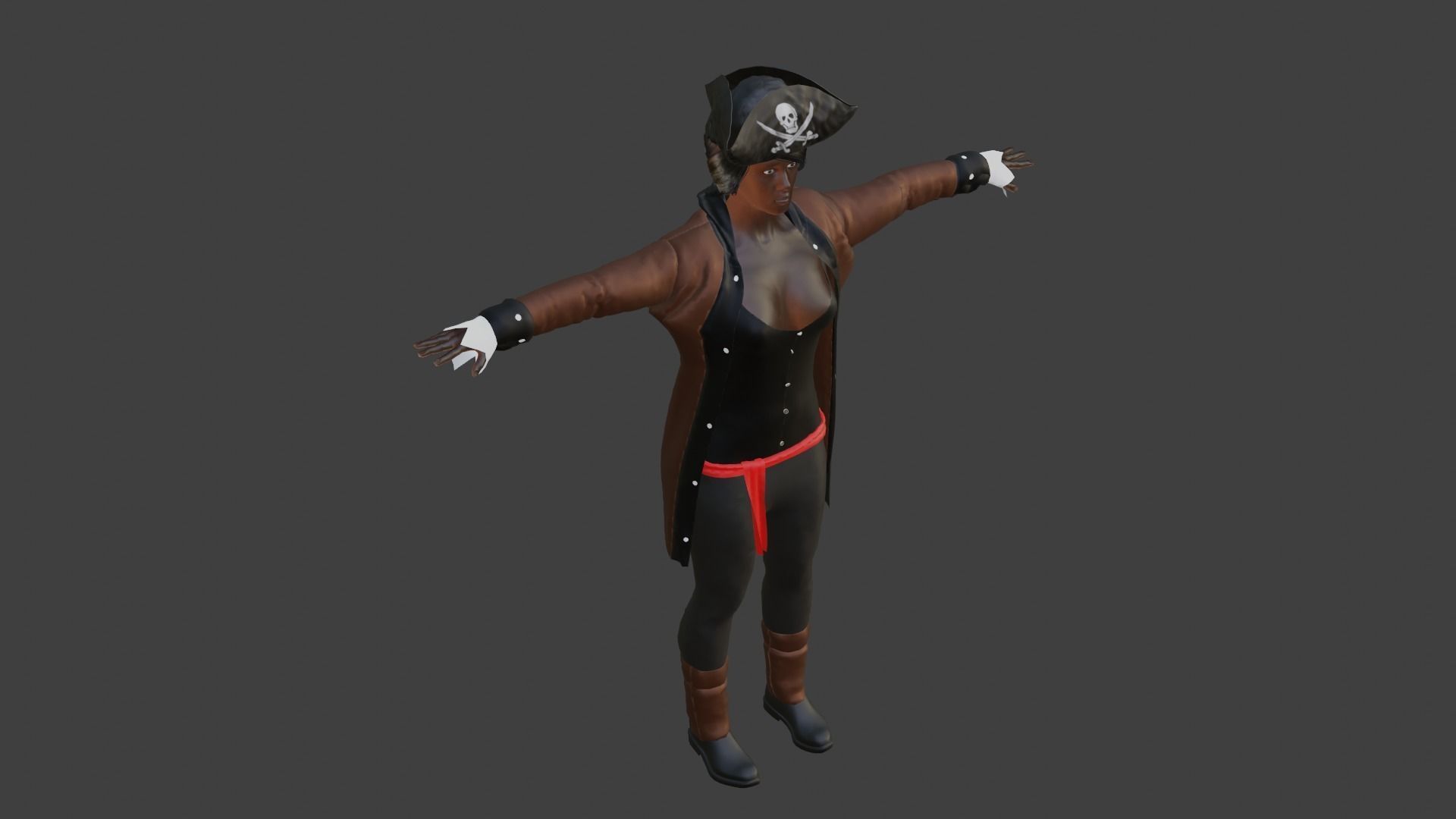 Pirate Woman Low-poly 3D model_4
