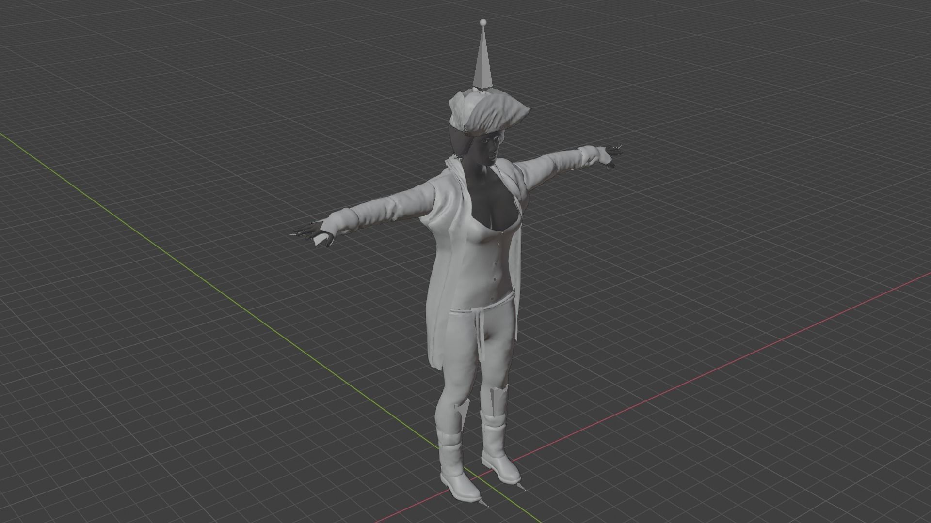 Pirate Woman Low-poly 3D model_8