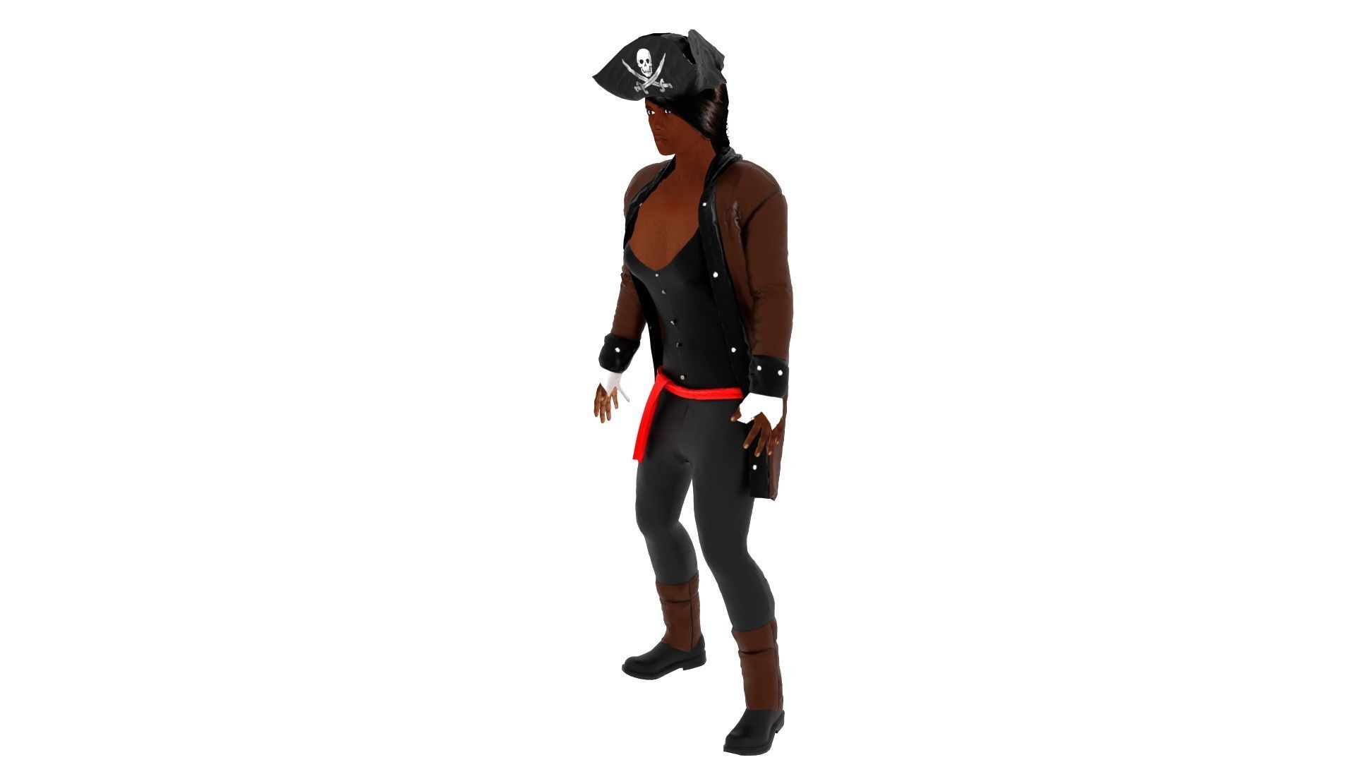 Pirate Woman Low-poly 3D model_3
