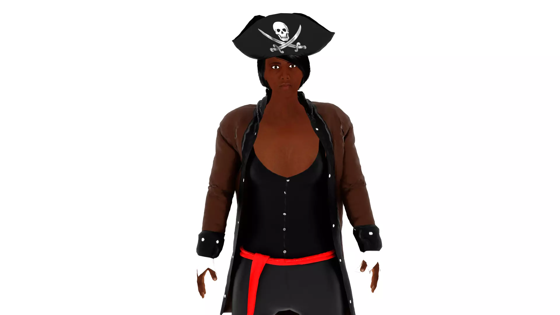 Pirate Woman Low-poly 3D model_0