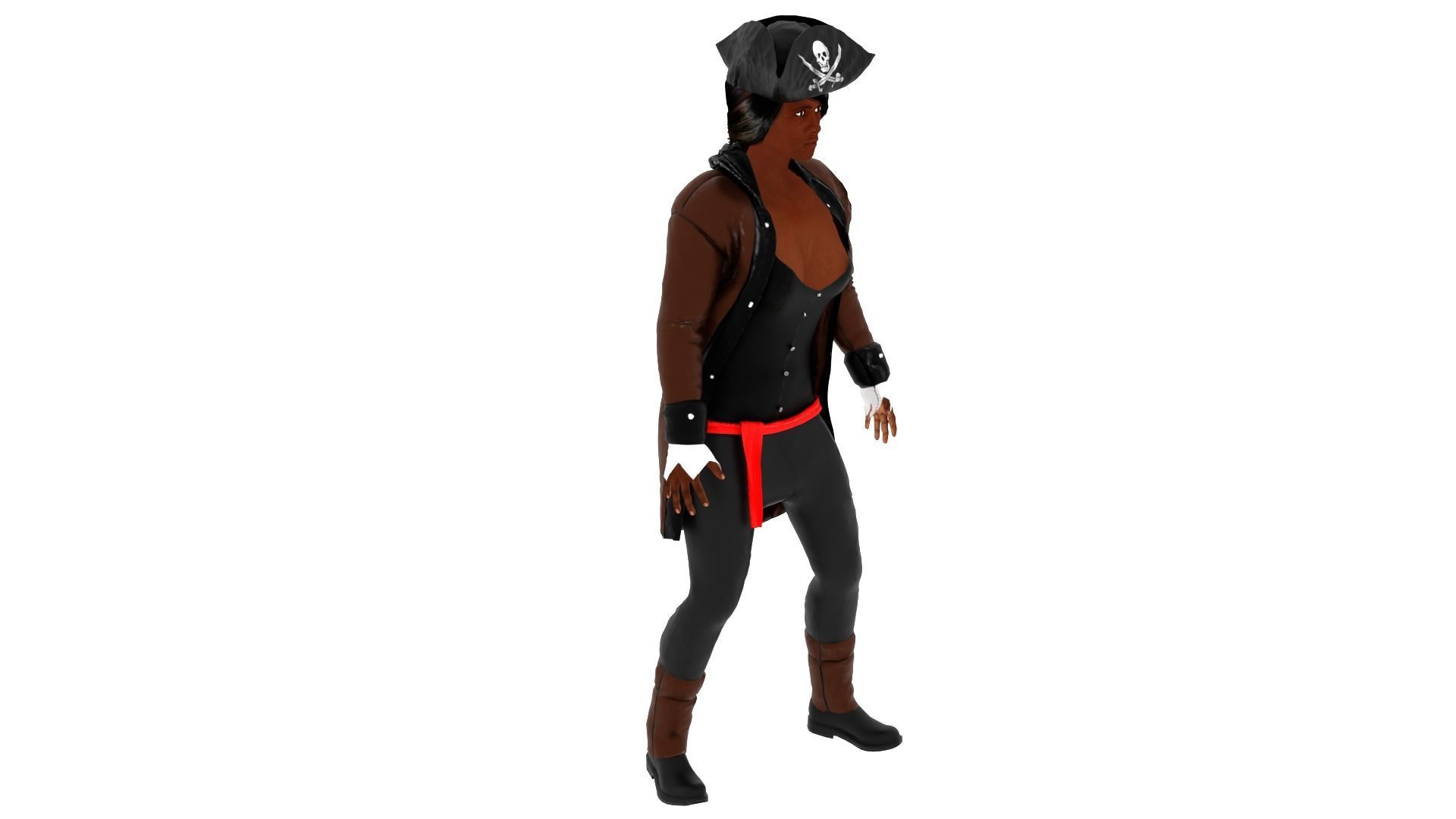 Pirate Woman Low-poly 3D model_1