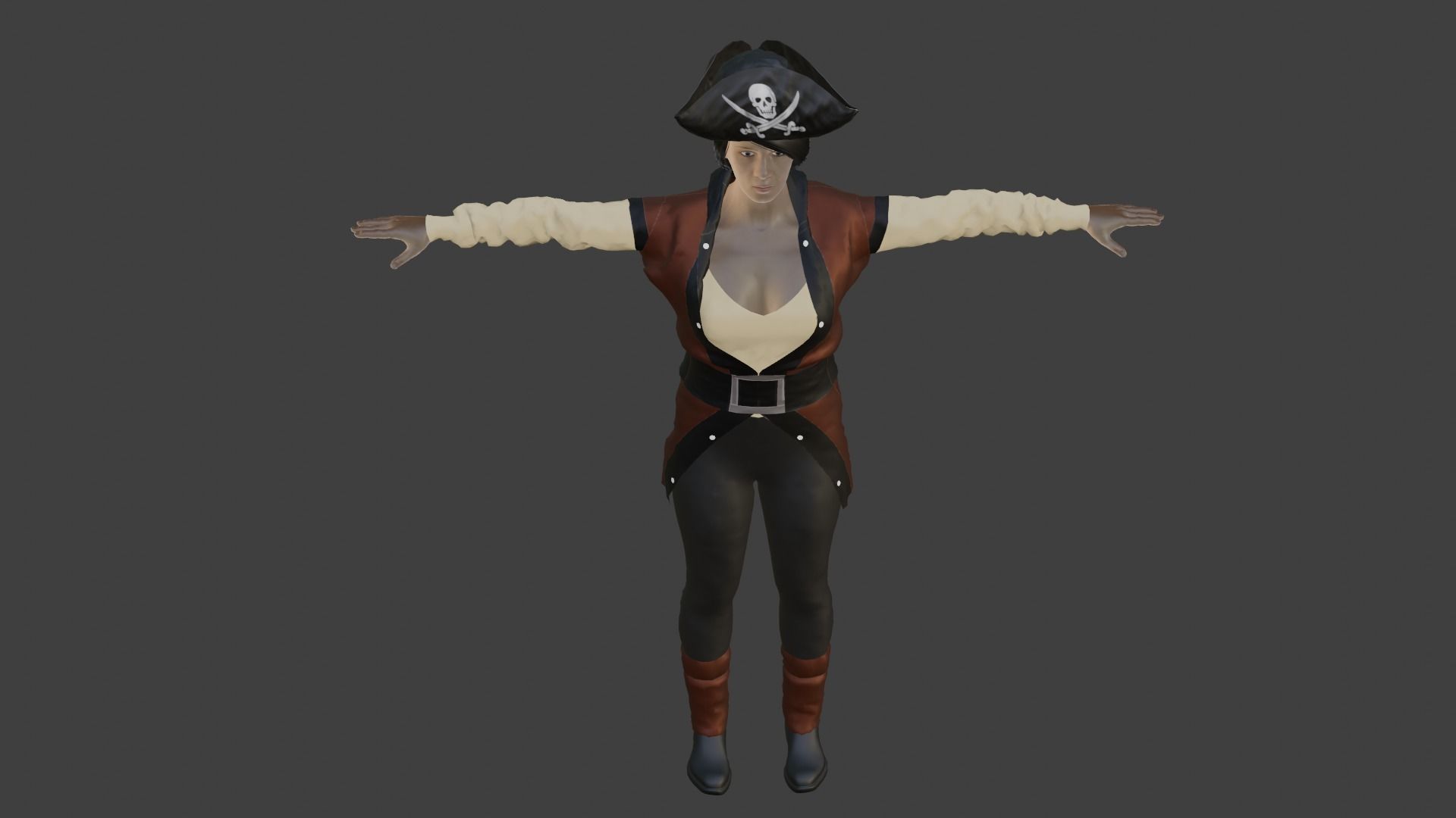 Pirate Woman Low-poly 3D model_7