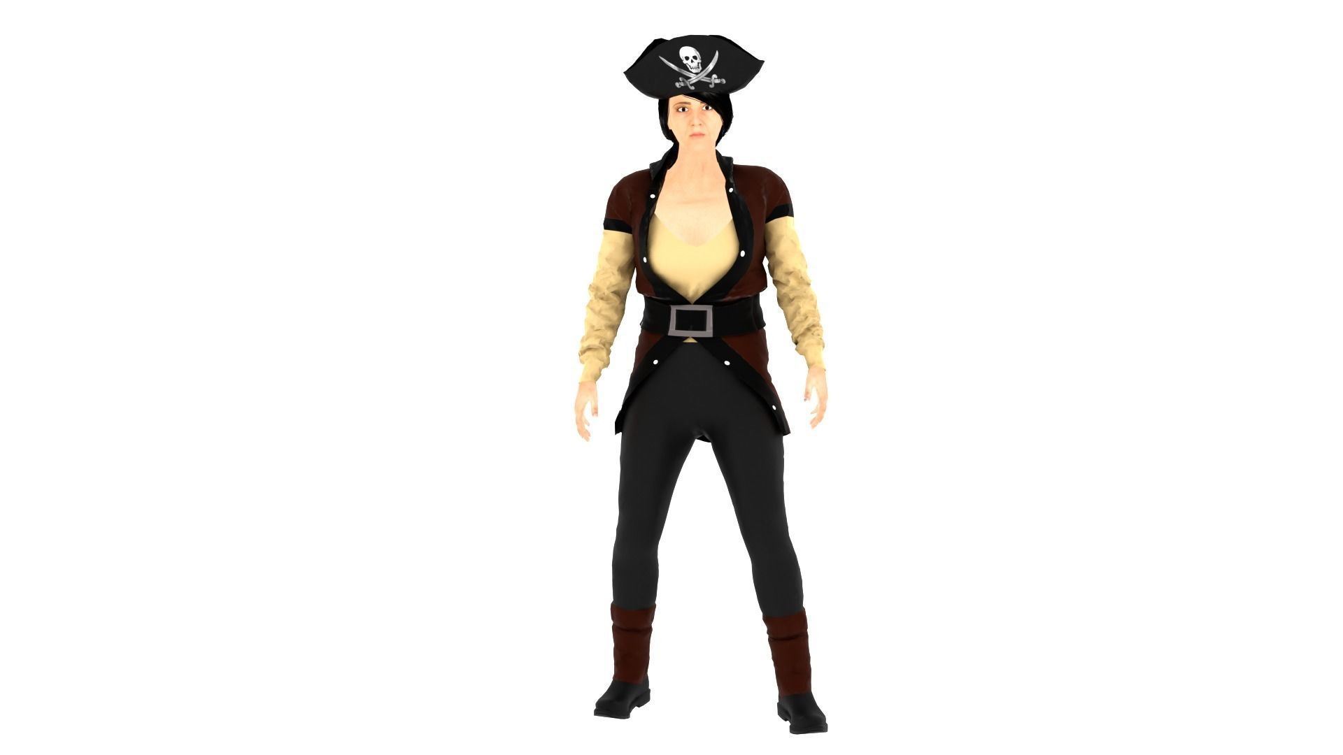 Pirate Woman Low-poly 3D model_2