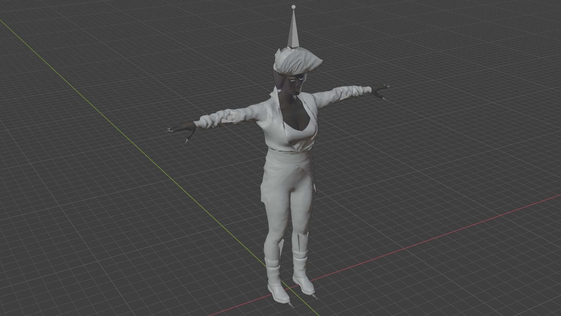 Pirate Woman Low-poly 3D model_8