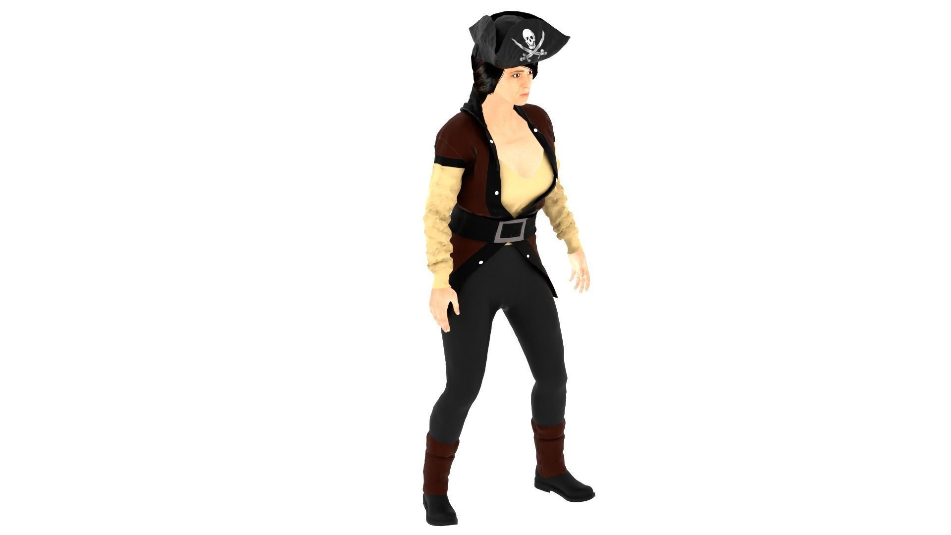 Pirate Woman Low-poly 3D model_3