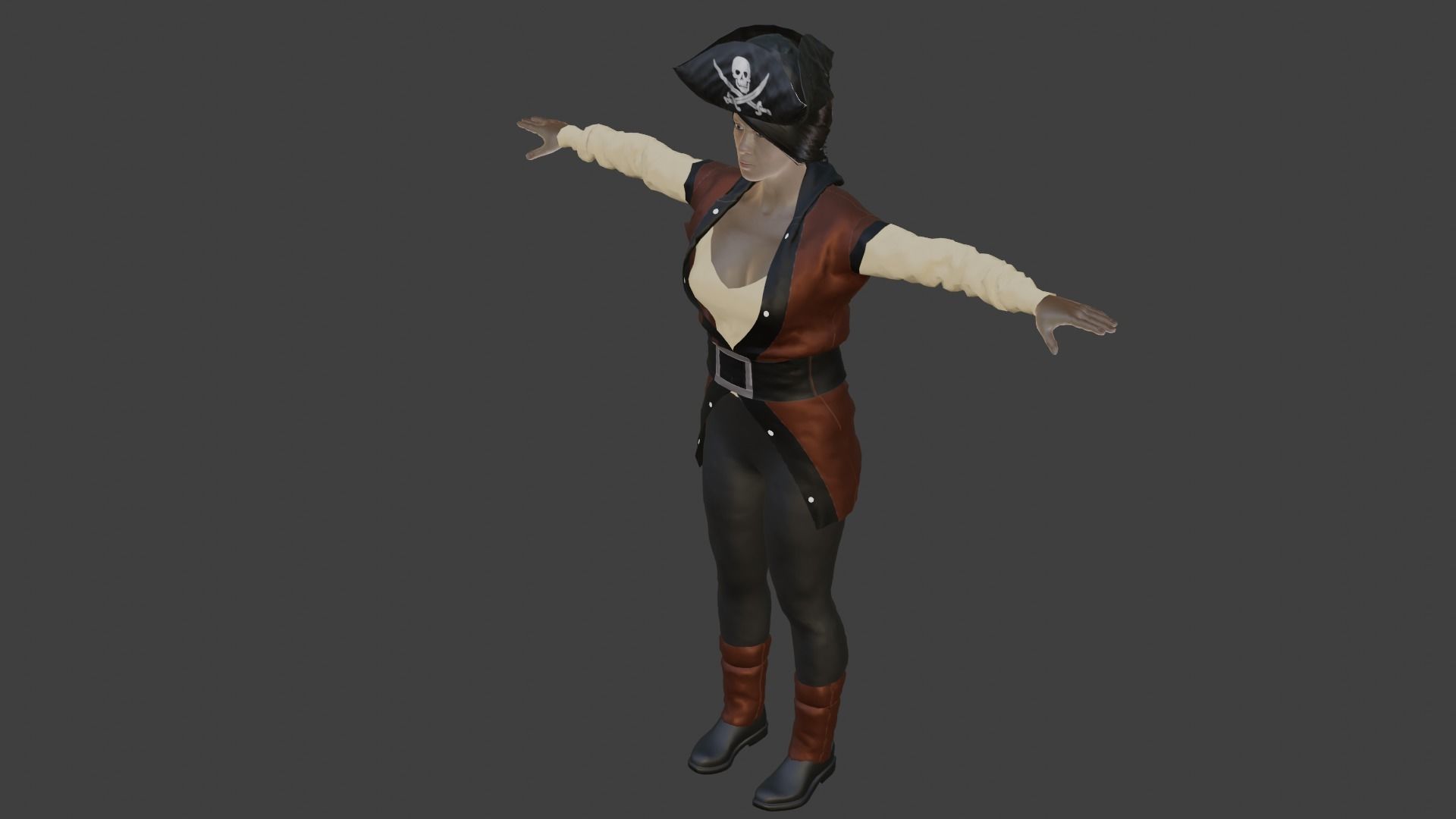 Pirate Woman Low-poly 3D model_6