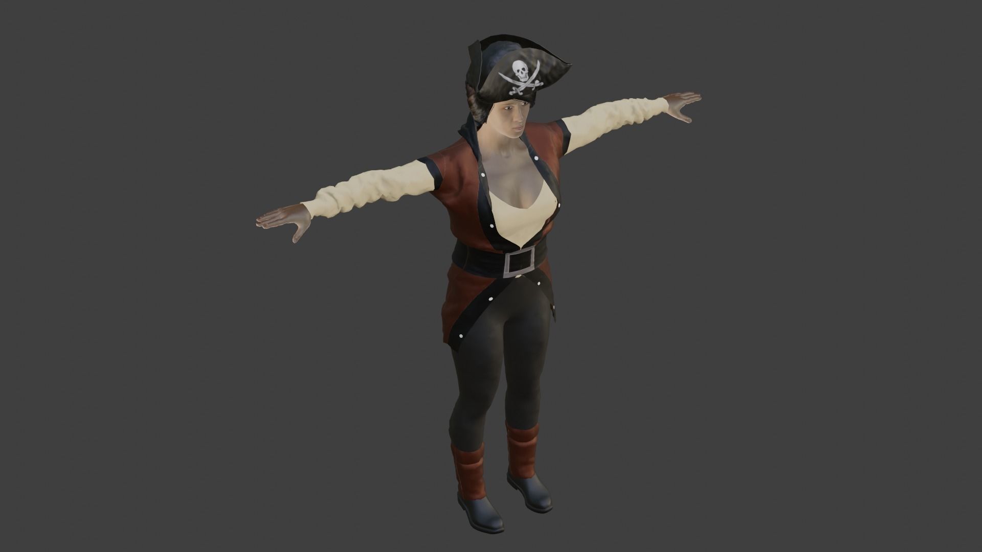 Pirate Woman Low-poly 3D model_4