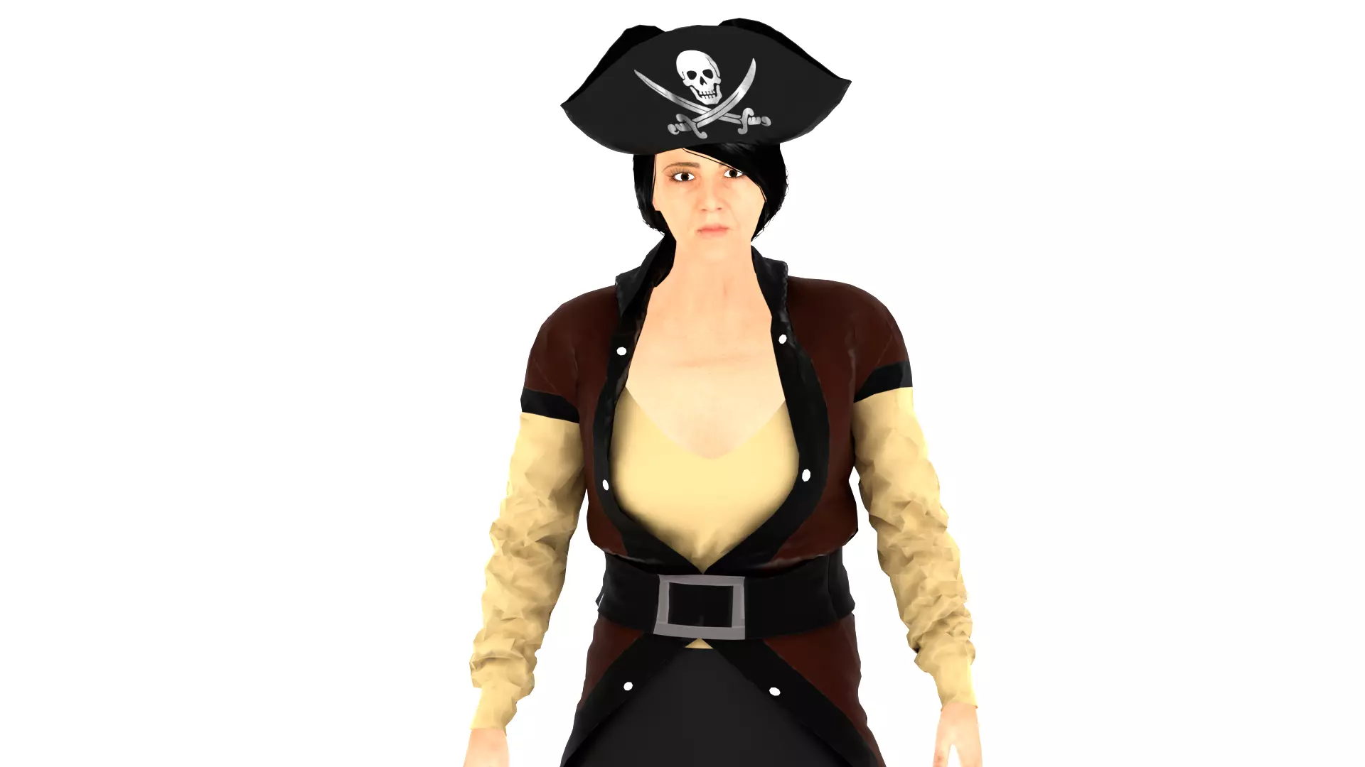 Pirate Woman Low-poly 3D model_0