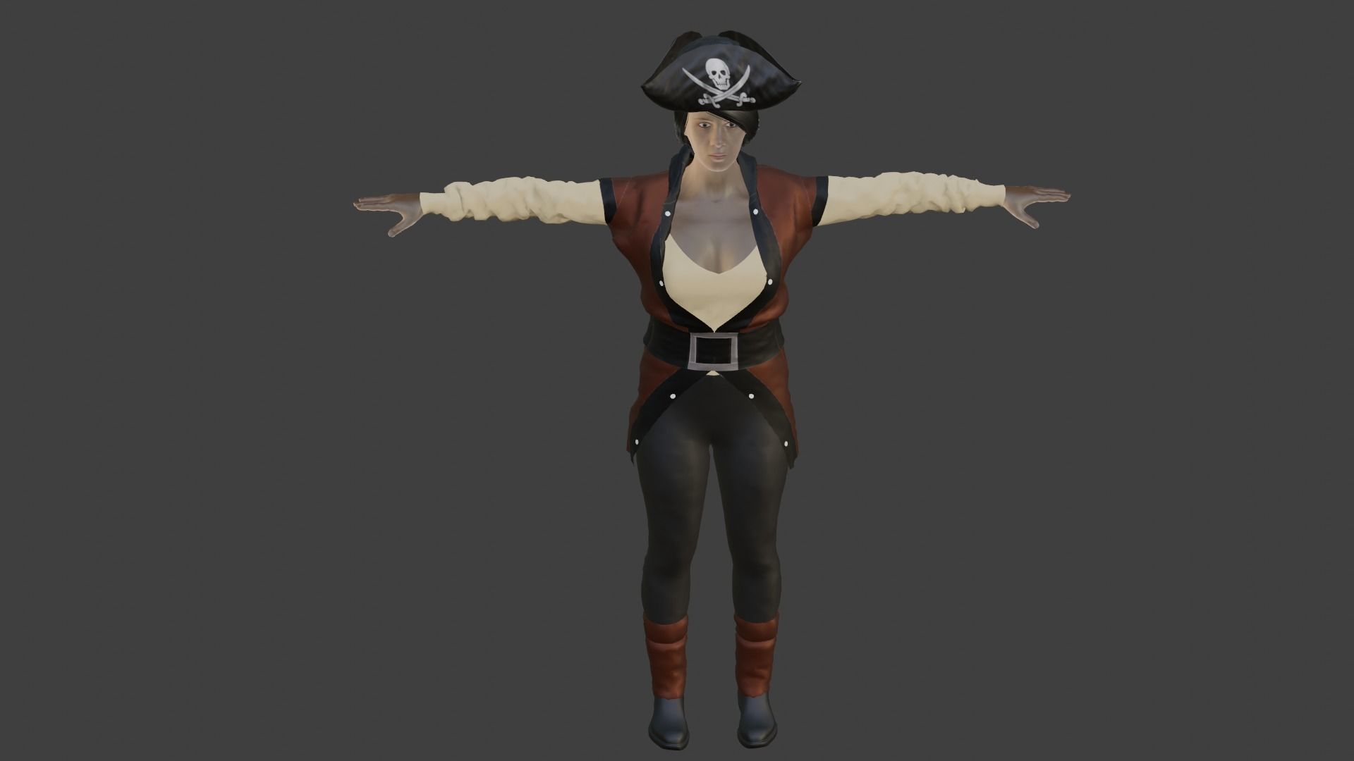Pirate Woman Low-poly 3D model_5