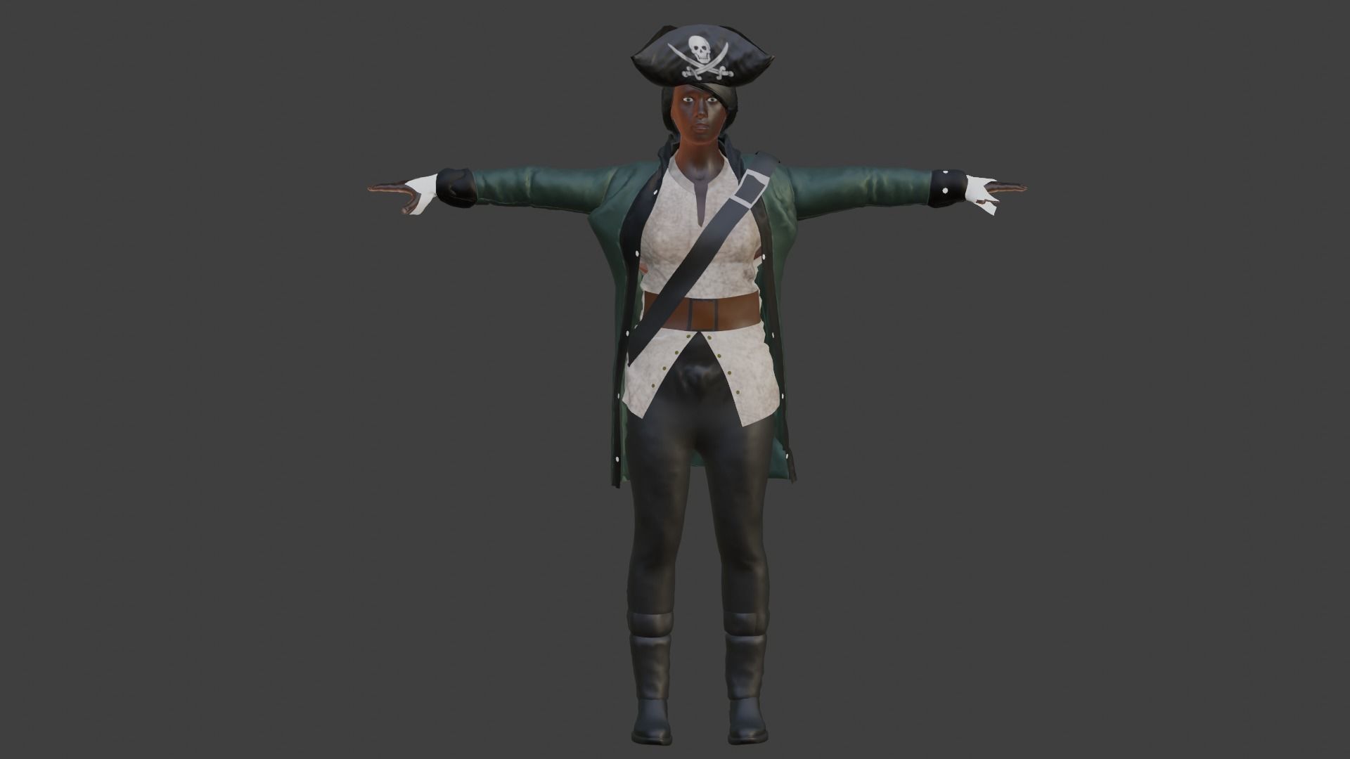 Pirate Woman Low-poly 3D model_7
