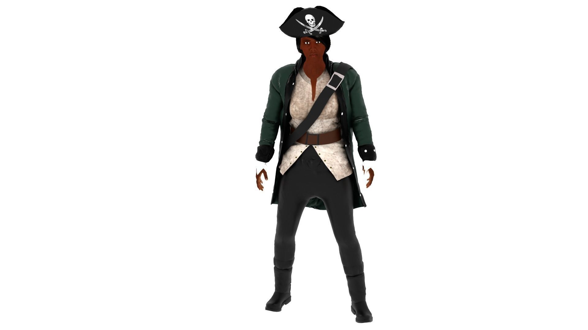 Pirate Woman Low-poly 3D model_2