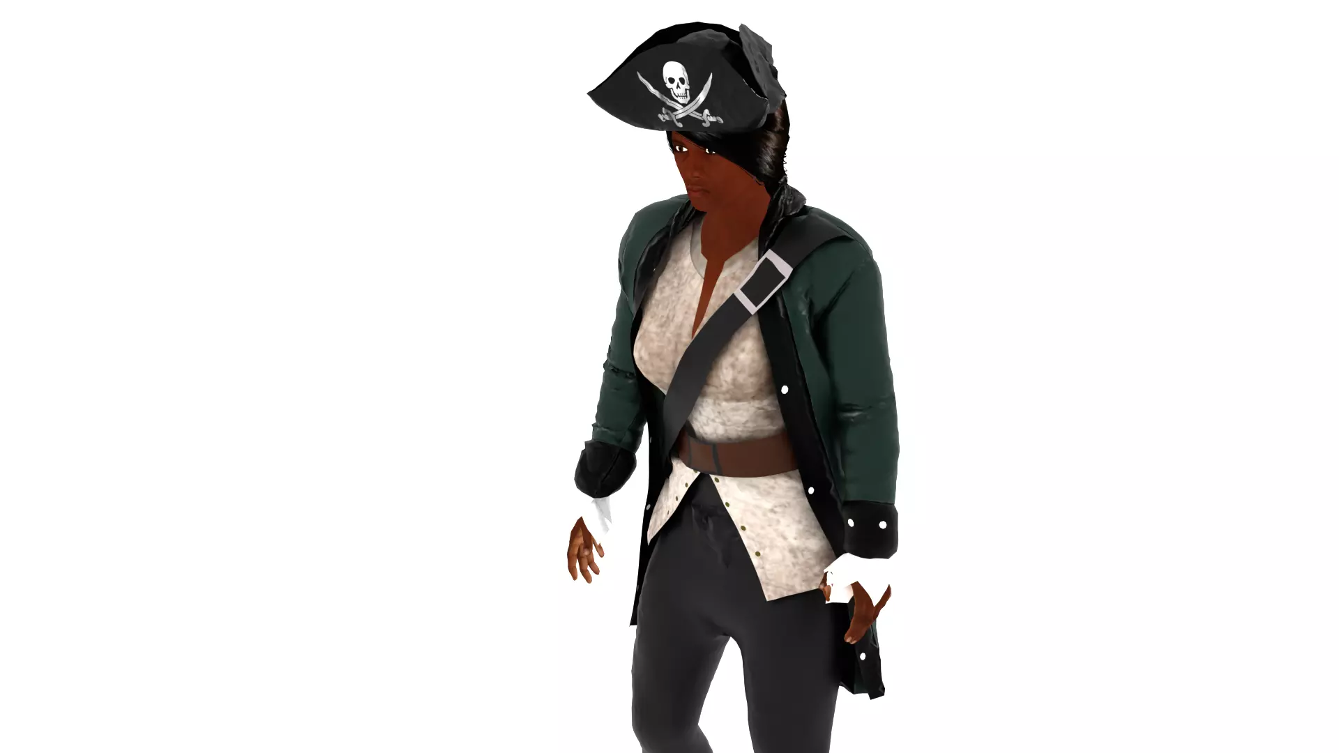 Pirate Woman Low-poly 3D model_0
