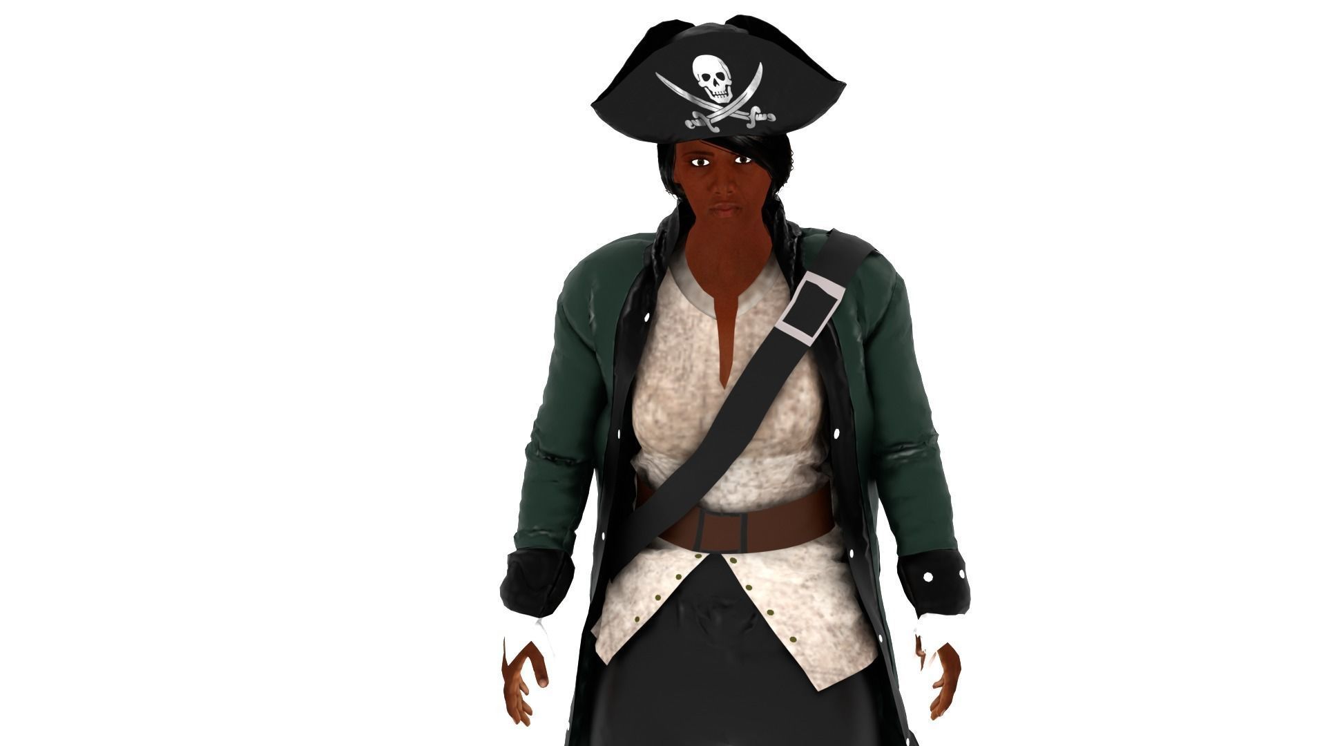 Pirate Woman Low-poly 3D model_3