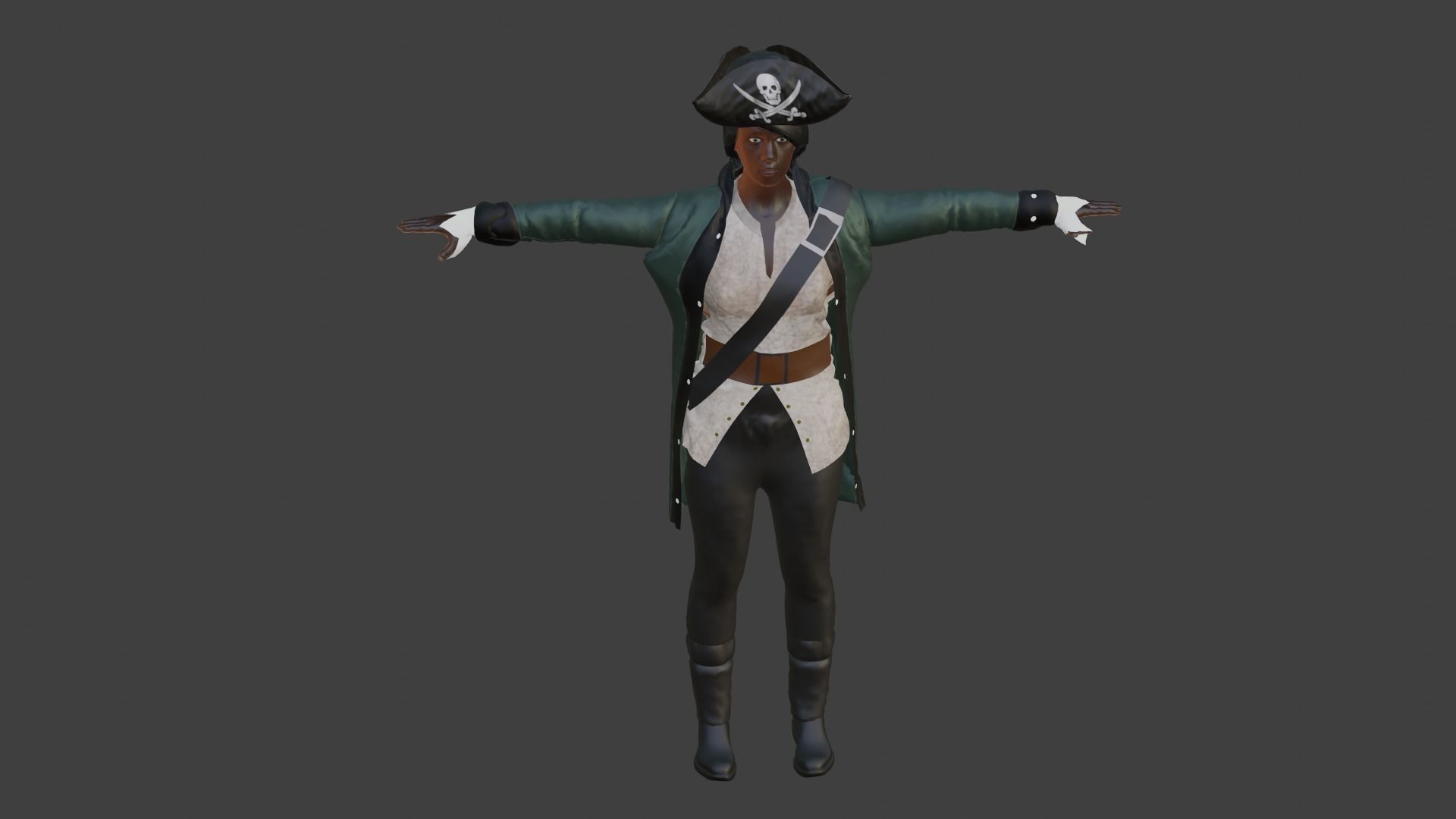 Pirate Woman Low-poly 3D model_5