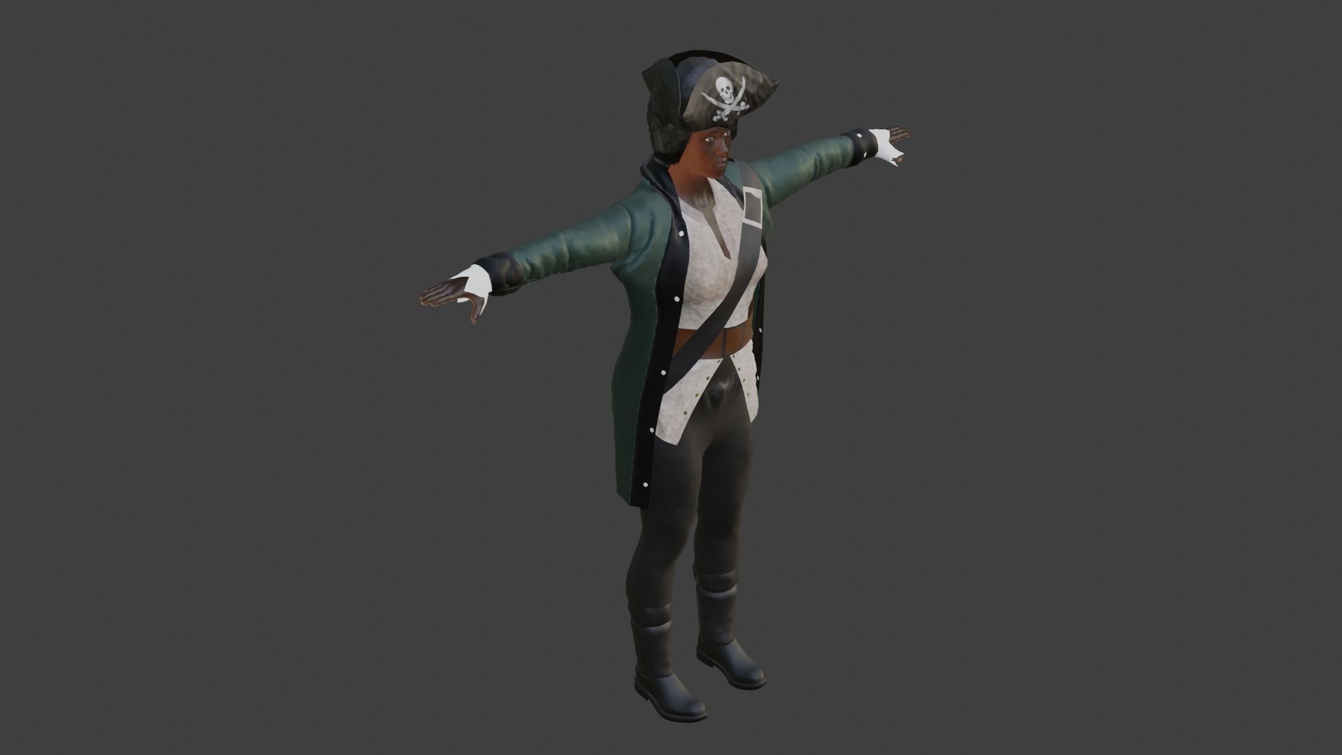 Pirate Woman Low-poly 3D model_4
