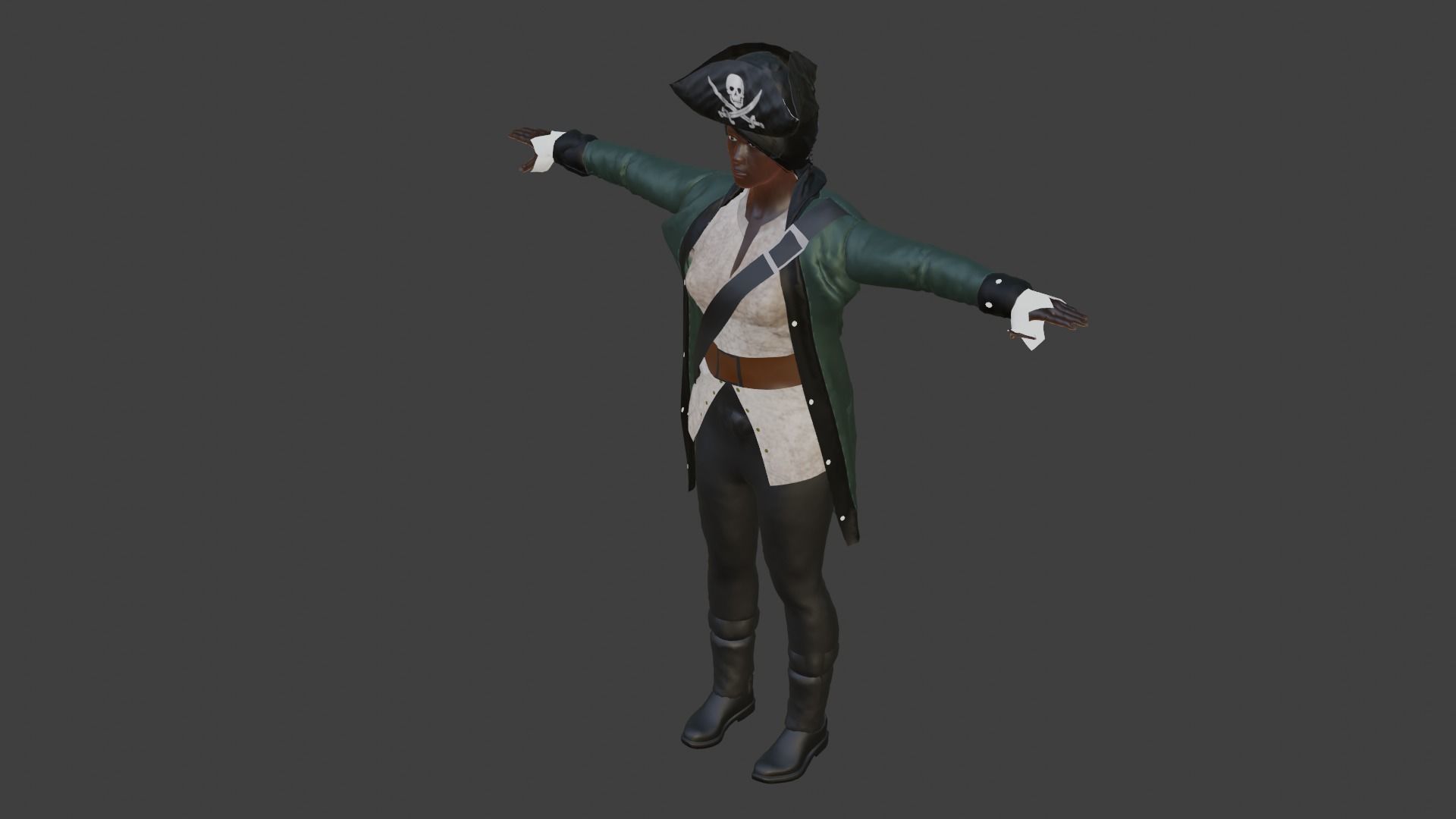 Pirate Woman Low-poly 3D model_6