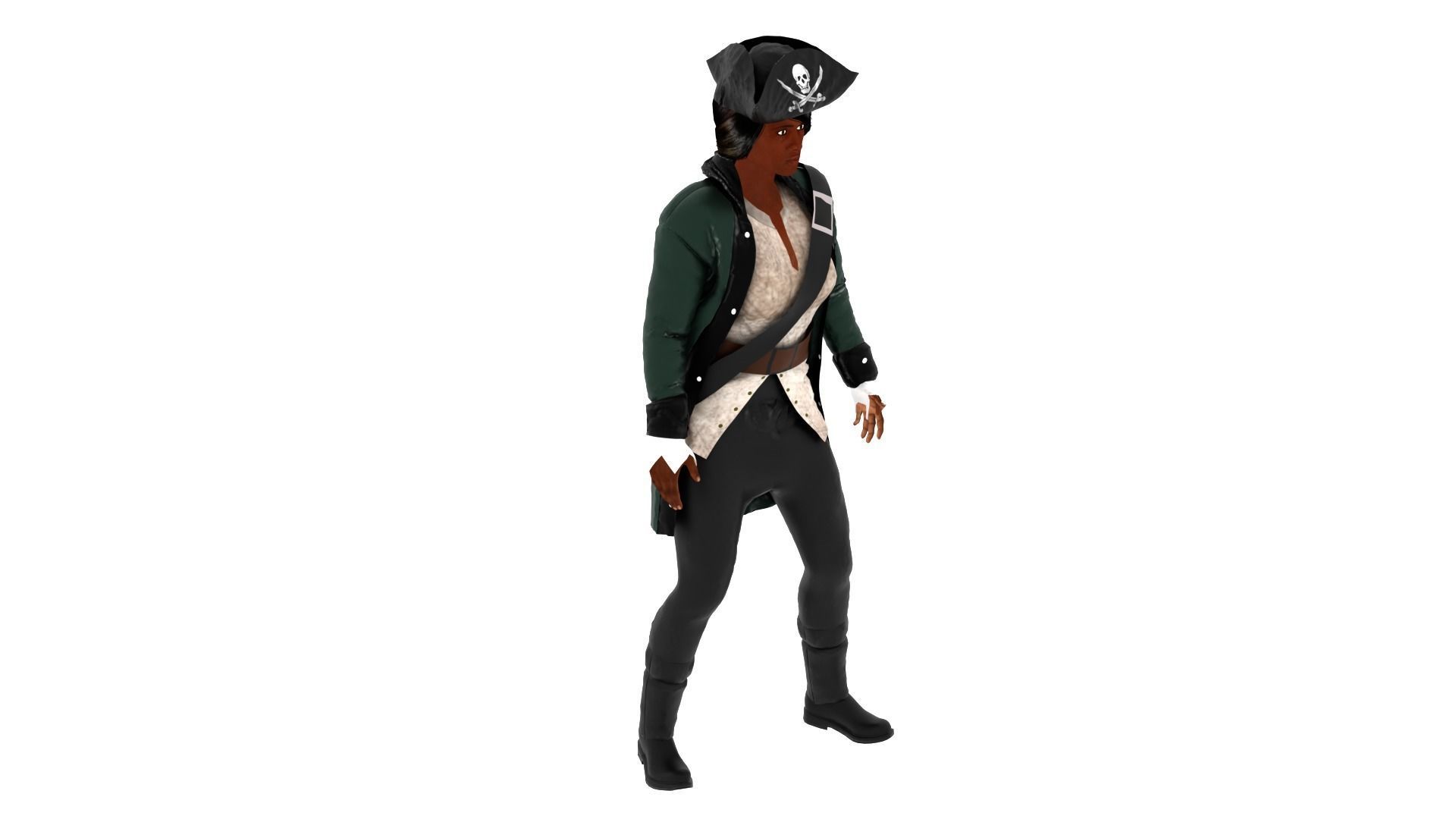 Pirate Woman Low-poly 3D model_1