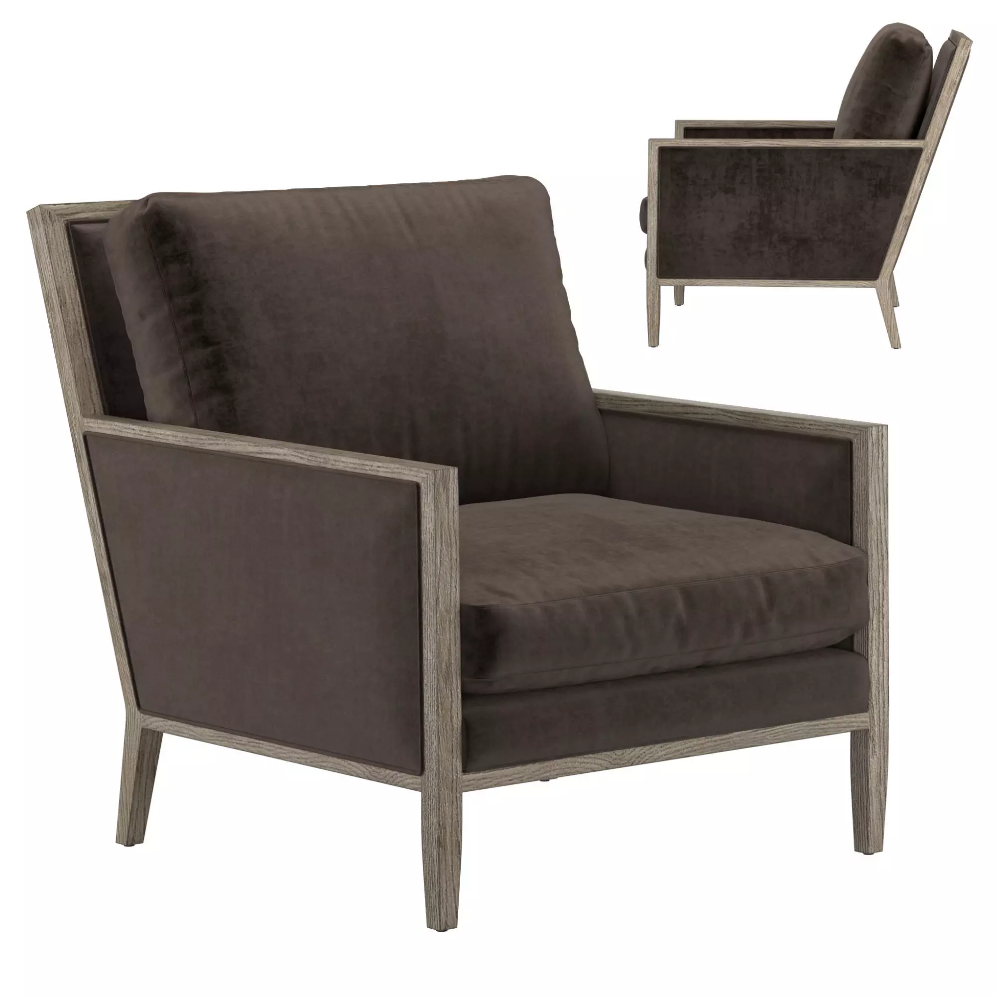 FRENCH CONTEMPORARY TRACK ARM LOW BACK CHAIR 3D model_0