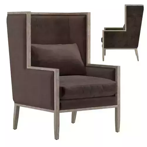 FRENCH CONTEMPORARY TRACK ARM WINGBACK CHAIR