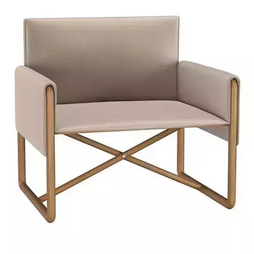 Armchair leather lounge chair with wooden legs