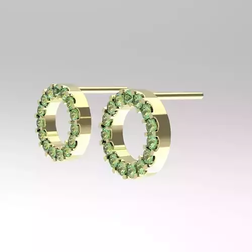 Earring emerald circle stud earrings gold