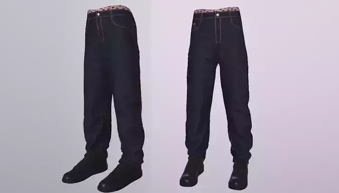BAGGY PANTS GANGSTER low-poly PBR Low-poly 3D model