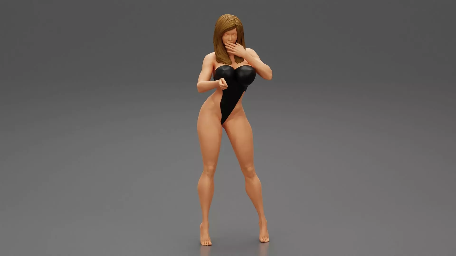 Teen Girl in Swimsuit Poses Near Swimming Pool 3D print model
