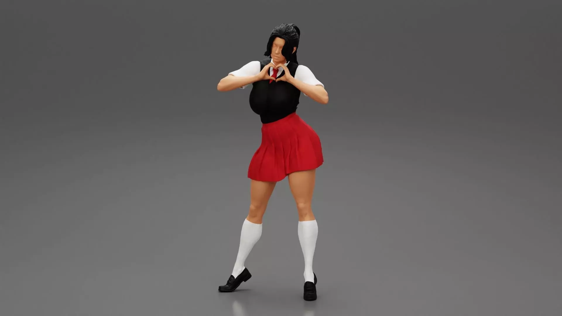 School Girl Wearing Costume Making Heart with His Hands 3D print model