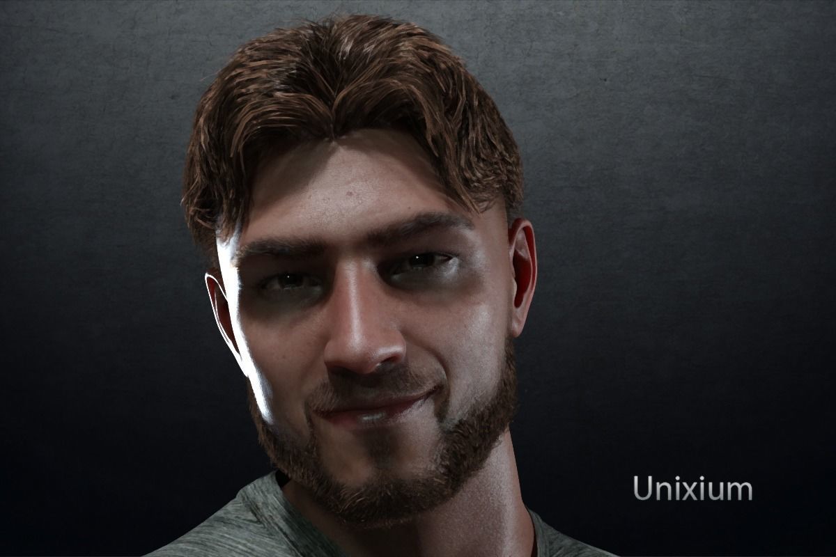 Phares man in jeans and sweater Low-poly 3D model_1