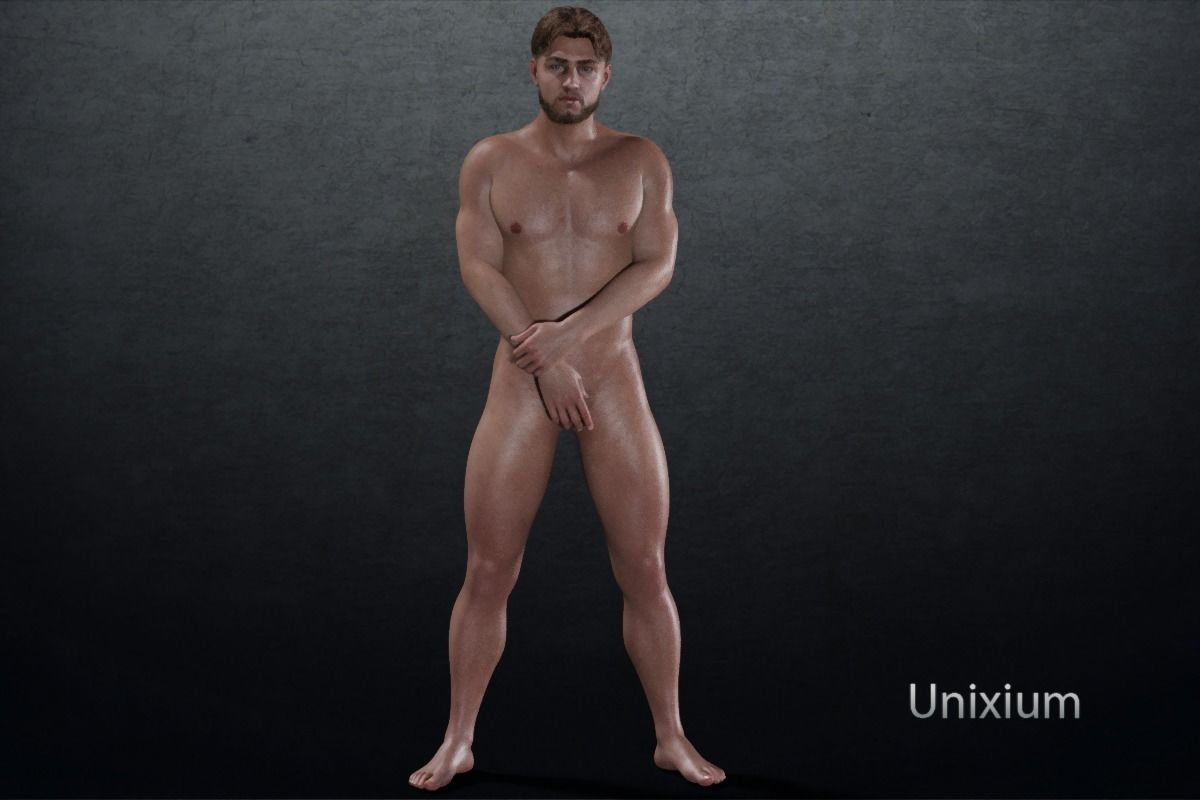 Phares man in jeans and sweater Low-poly 3D model_17