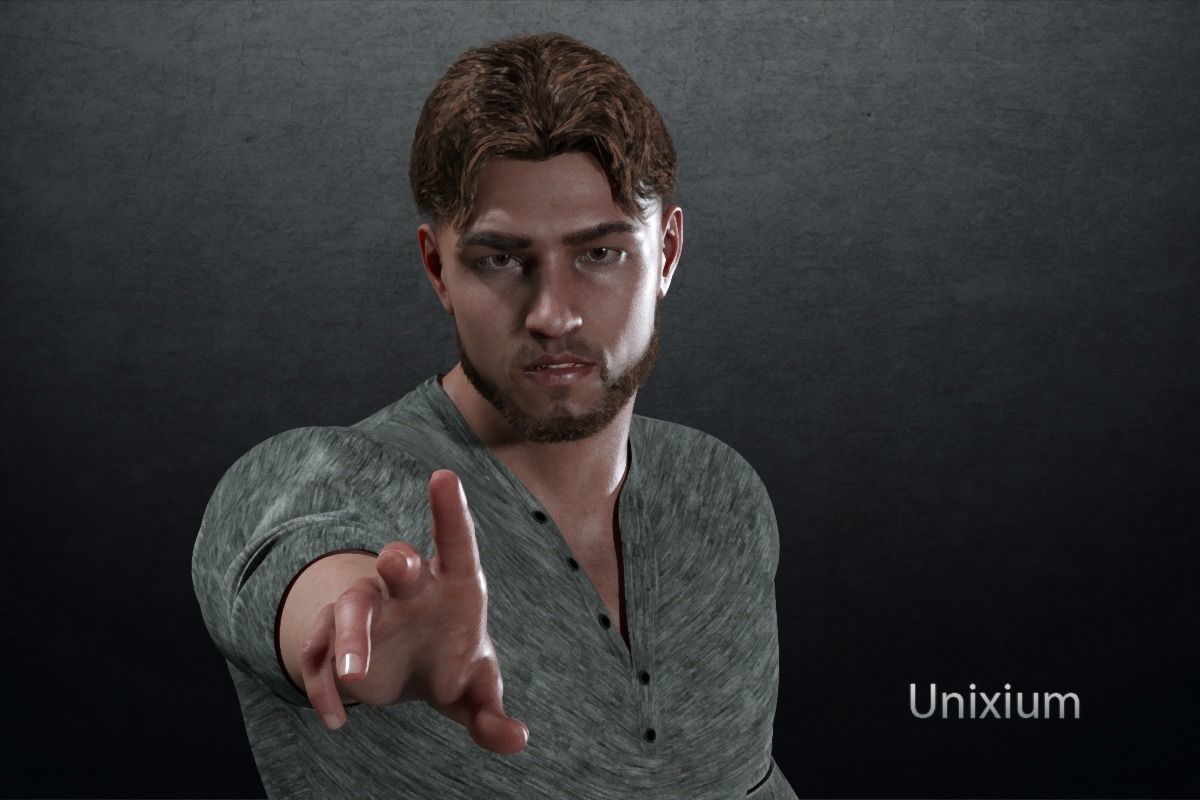 Phares man in jeans and sweater Low-poly 3D model_14