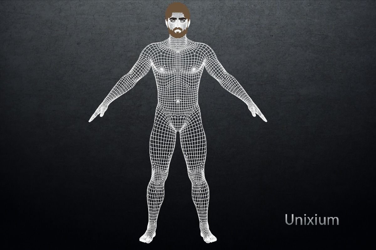 Phares man in jeans and sweater Low-poly 3D model_19