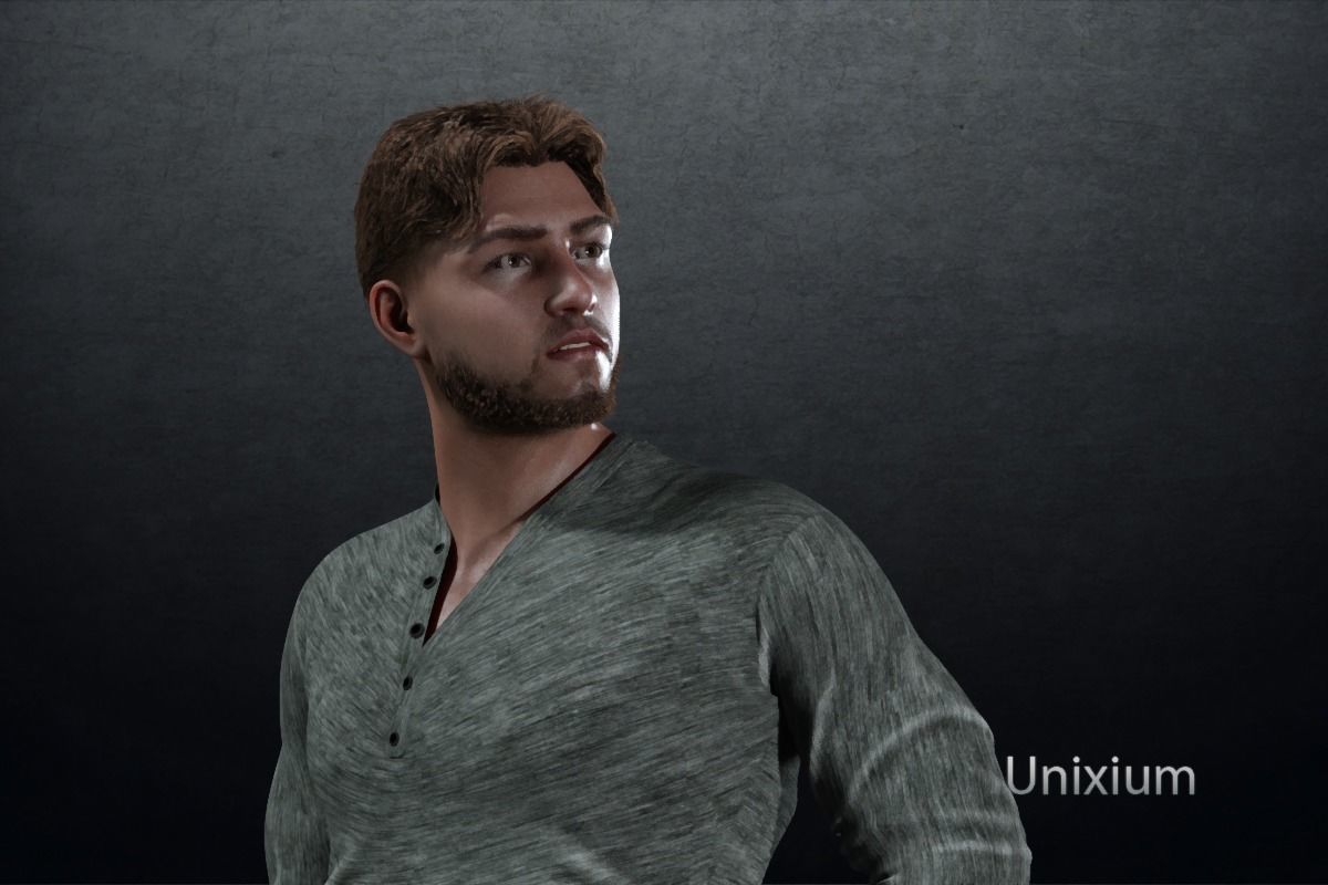 Phares man in jeans and sweater Low-poly 3D model_13