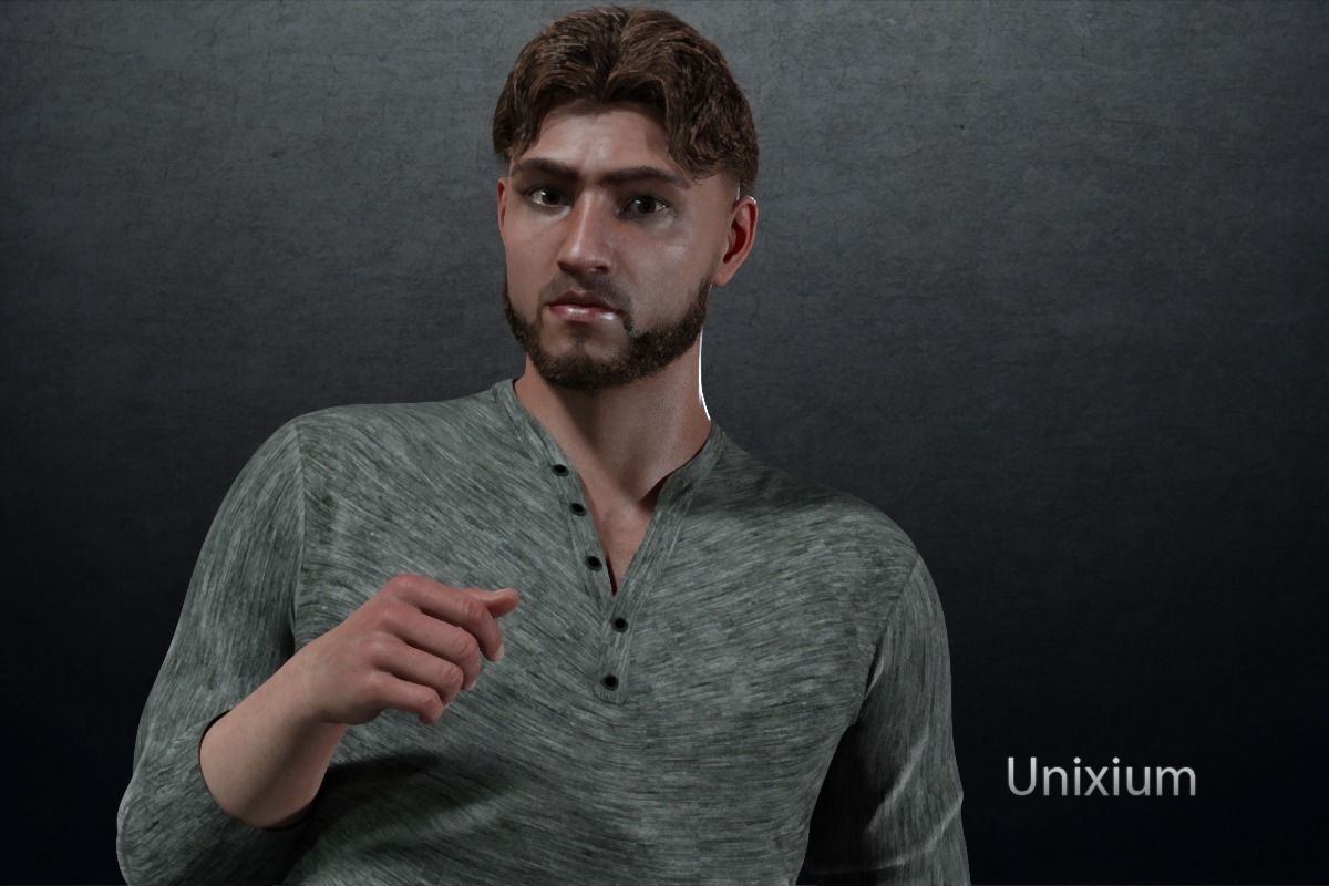 Phares man in jeans and sweater Low-poly 3D model_10