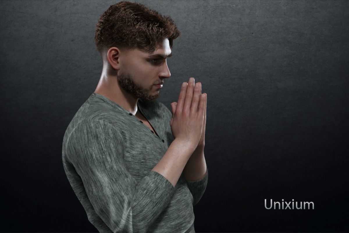 Phares man in jeans and sweater Low-poly 3D model_8