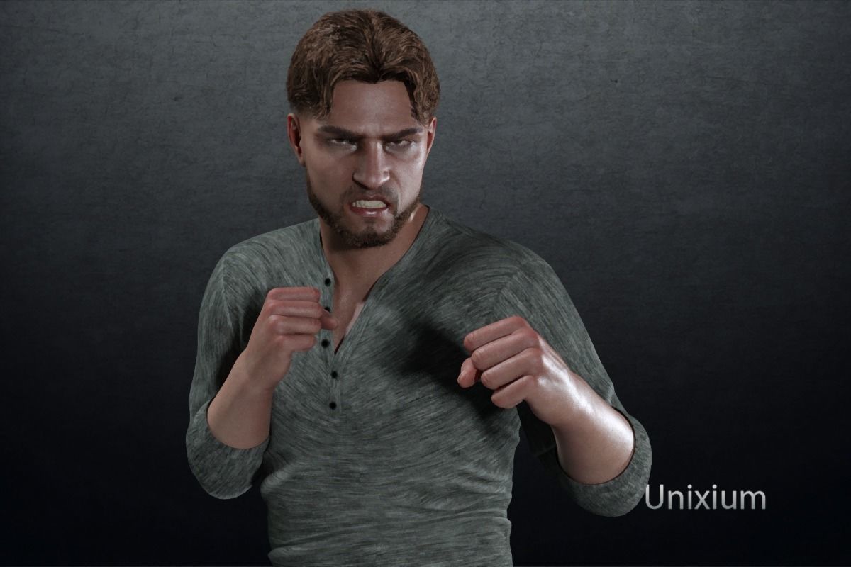 Phares man in jeans and sweater Low-poly 3D model_3