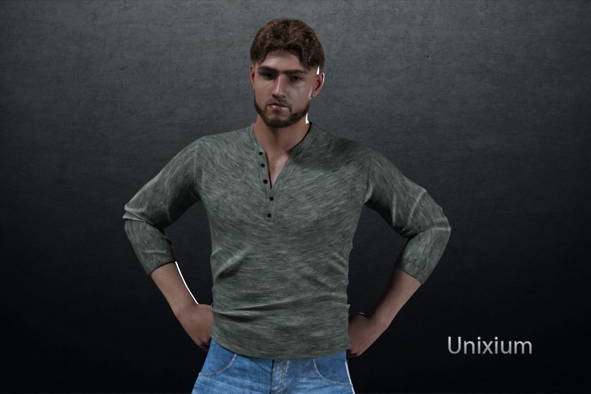 Phares man in jeans and sweater Low-poly 3D model_11