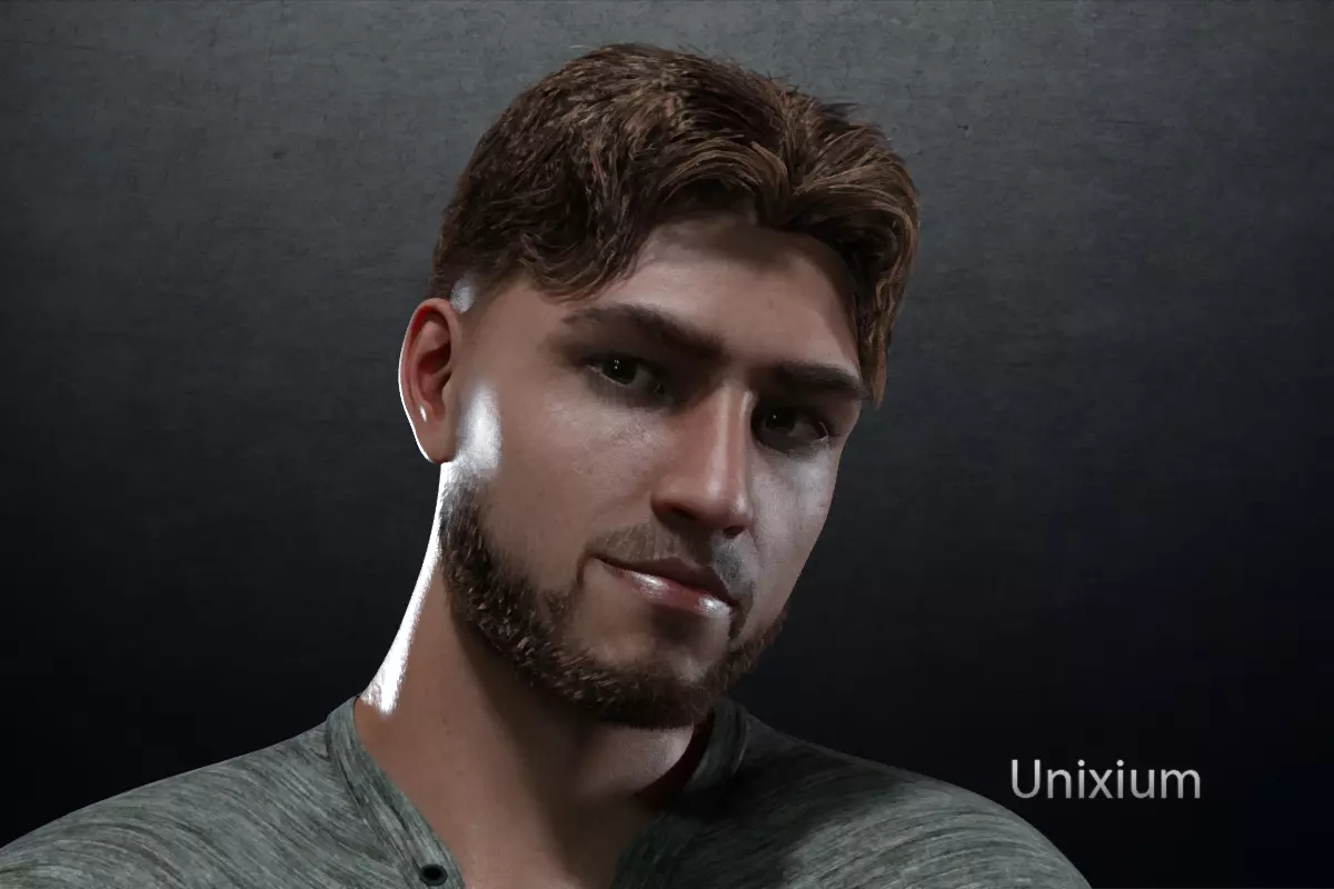 Phares man in jeans and sweater Low-poly 3D model_0