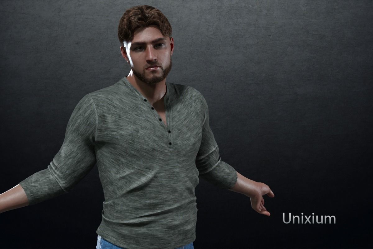 Phares man in jeans and sweater Low-poly 3D model_12