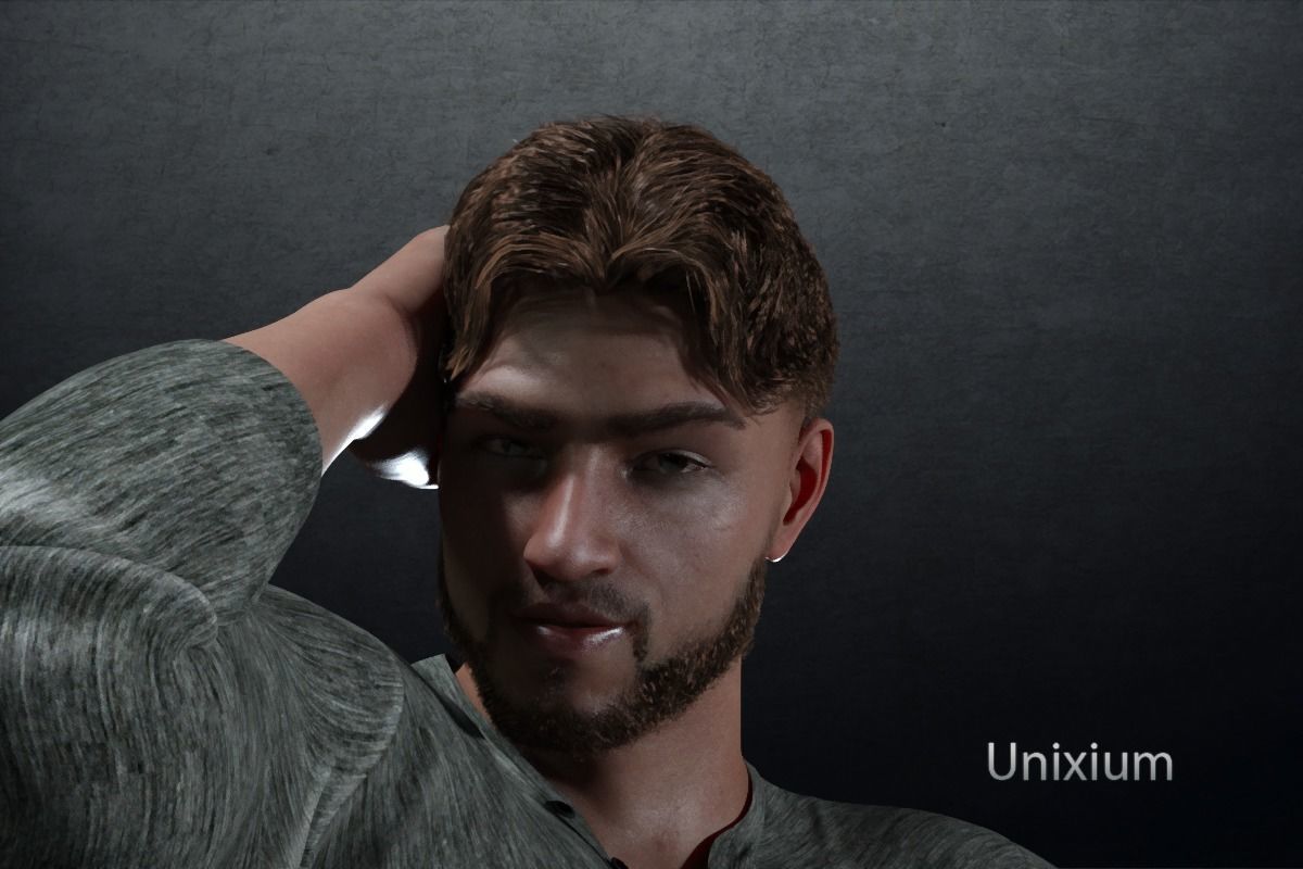 Phares man in jeans and sweater Low-poly 3D model_2