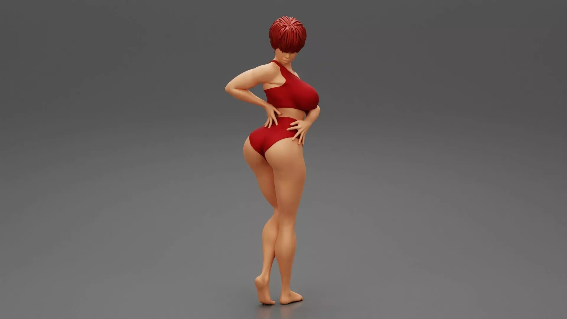 Beautiful Short Hair Brunette Woman Wearing 3D print model