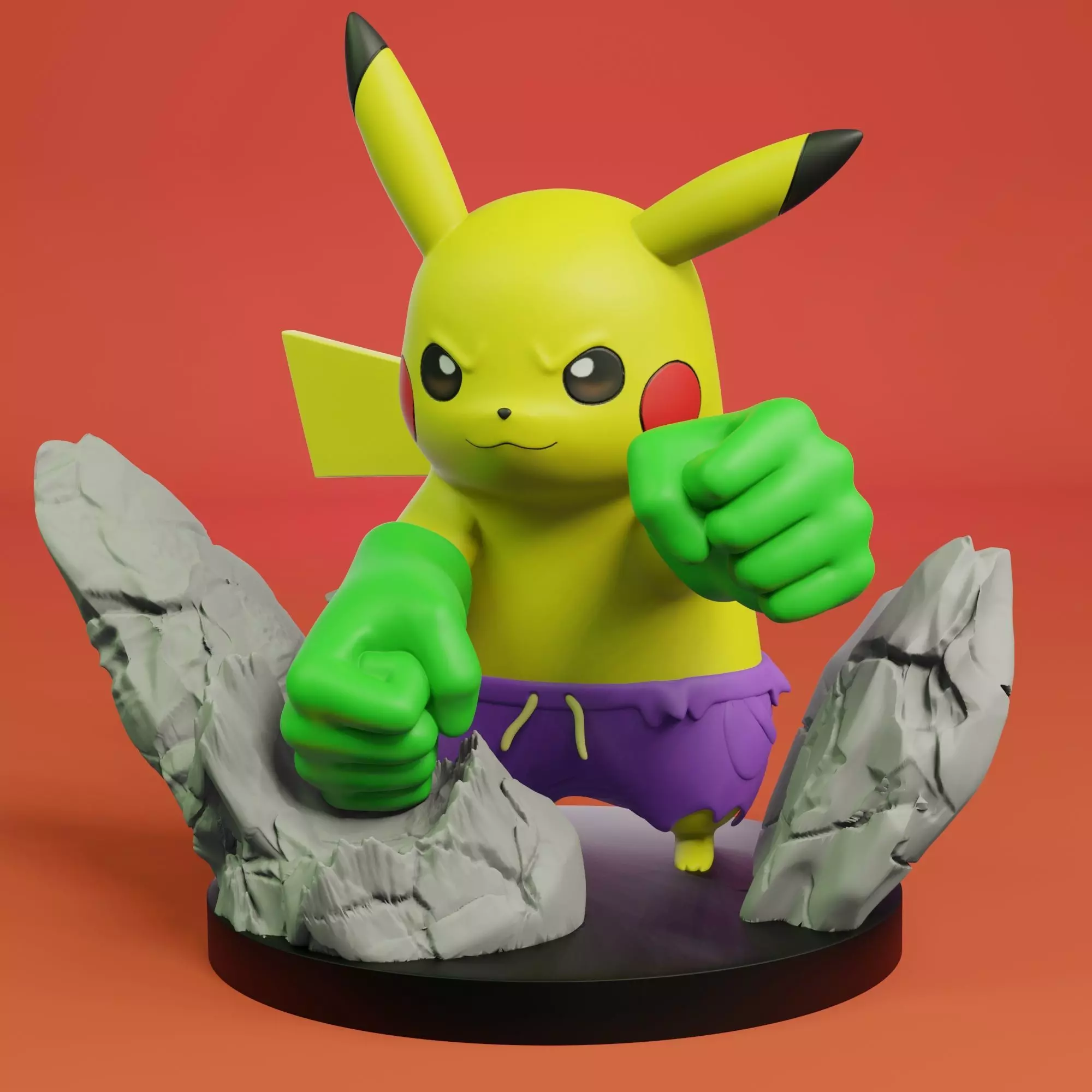 pokemon pikachu superhero hulk Free 3D print model