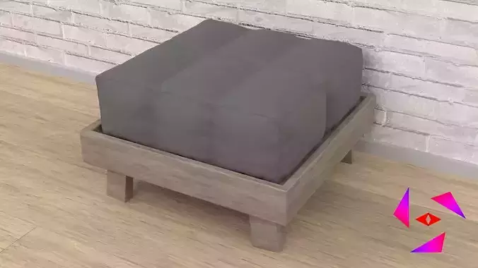 Ottoman bed with two pillows