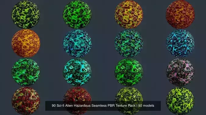 90 Sci-fi Alien Hazardous Seamless PBR Texture Pack Texture