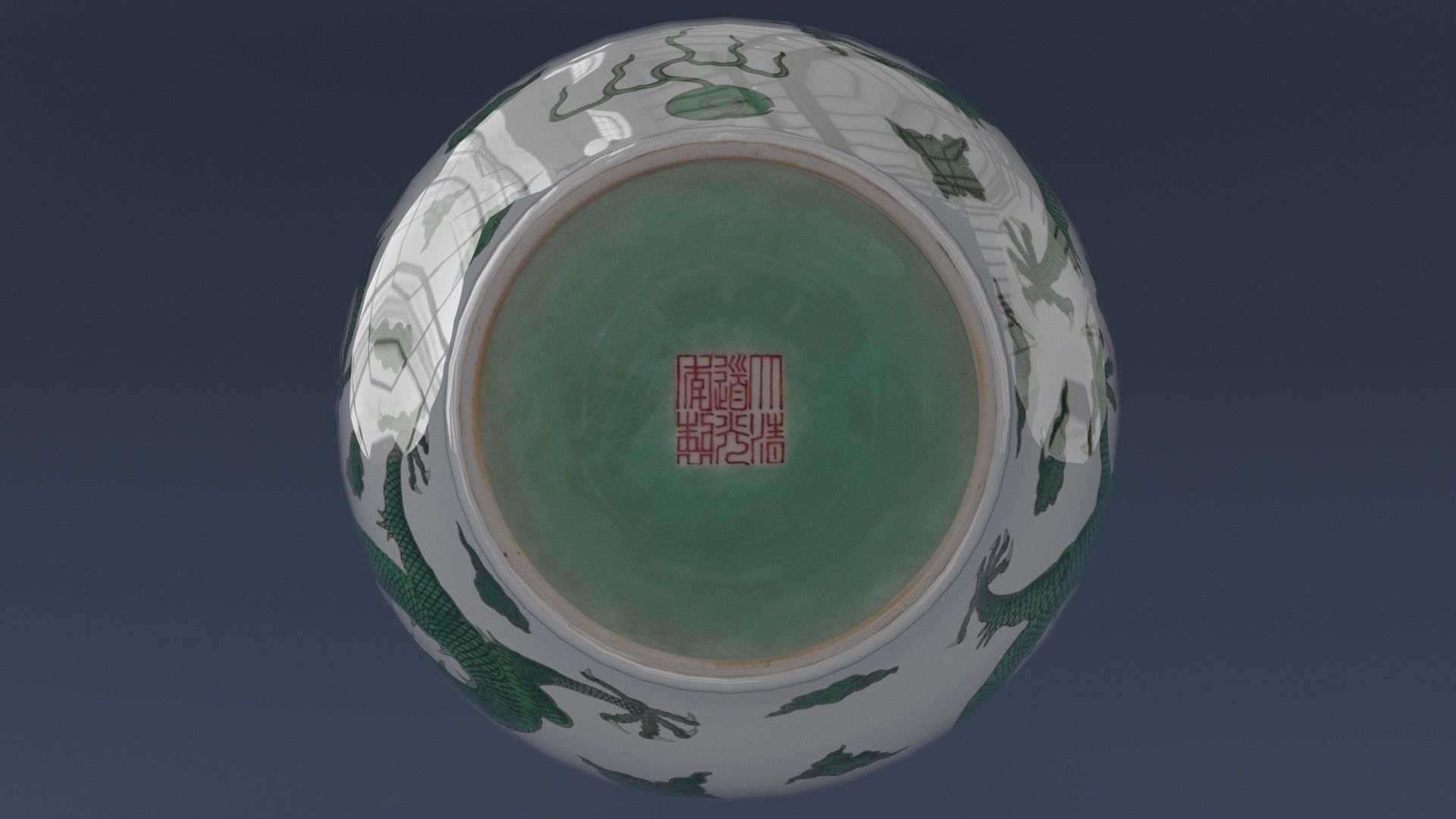 Dragon vase - green - optional red Low-poly 3D model_2