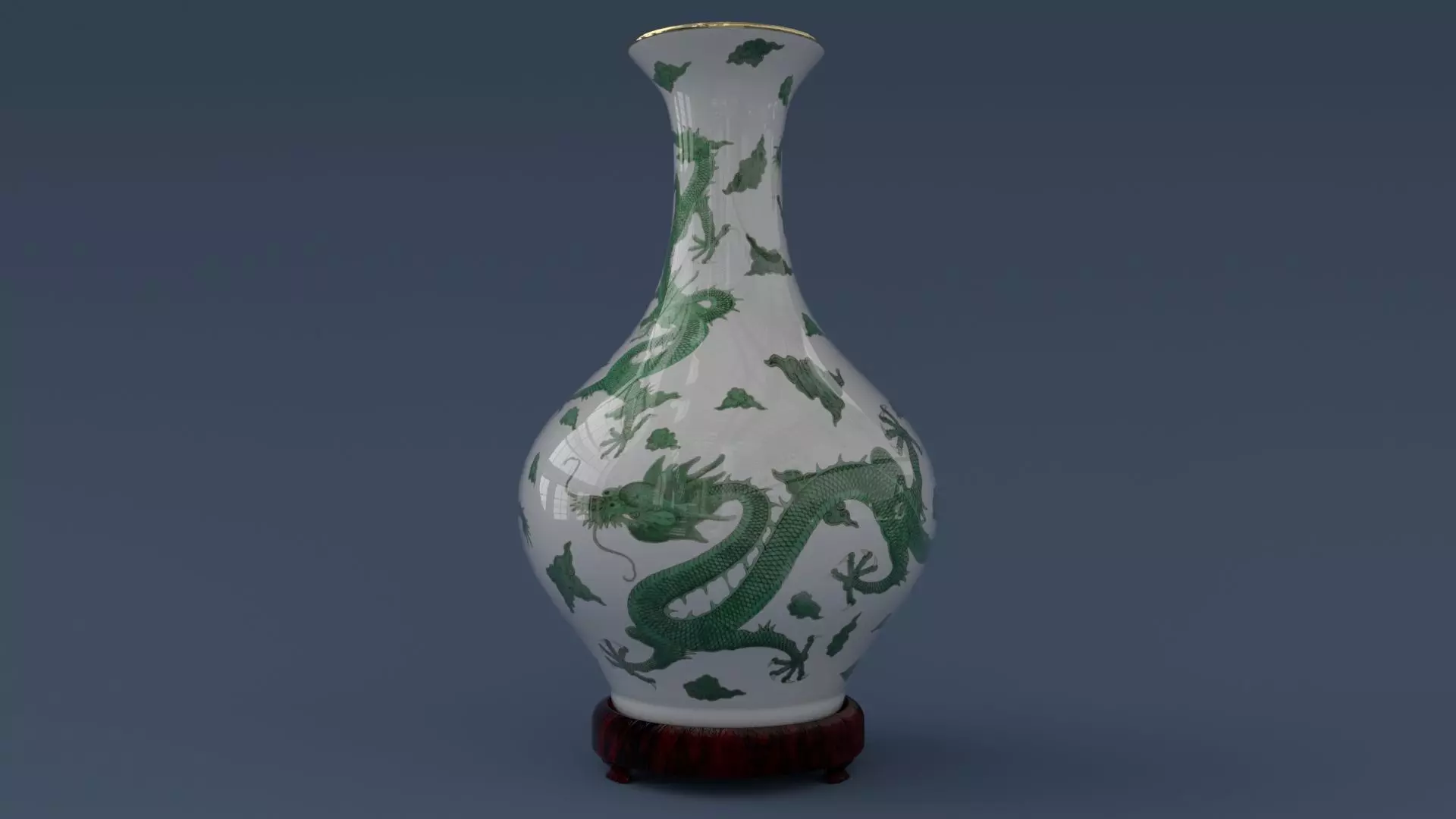 Dragon vase - green - optional red Low-poly 3D model_0