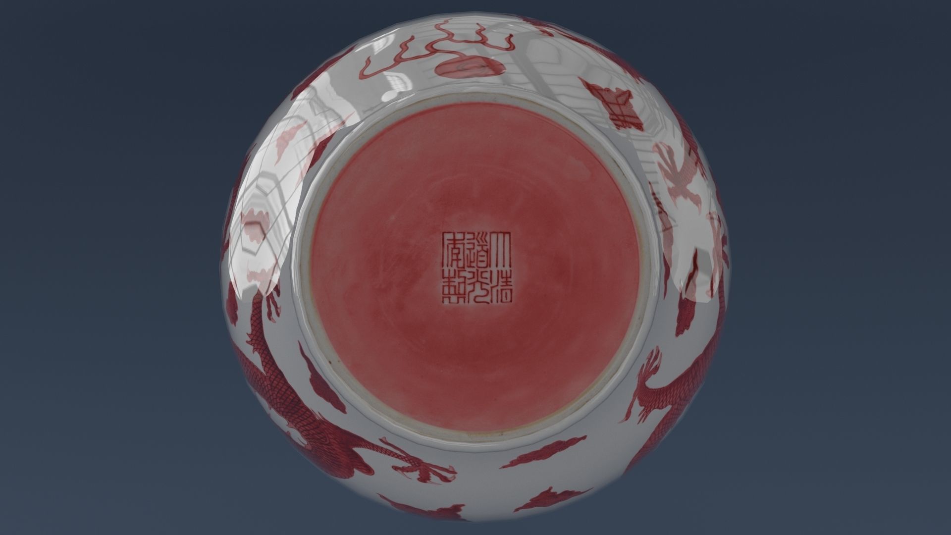 Dragon vase - green - optional red Low-poly 3D model_4