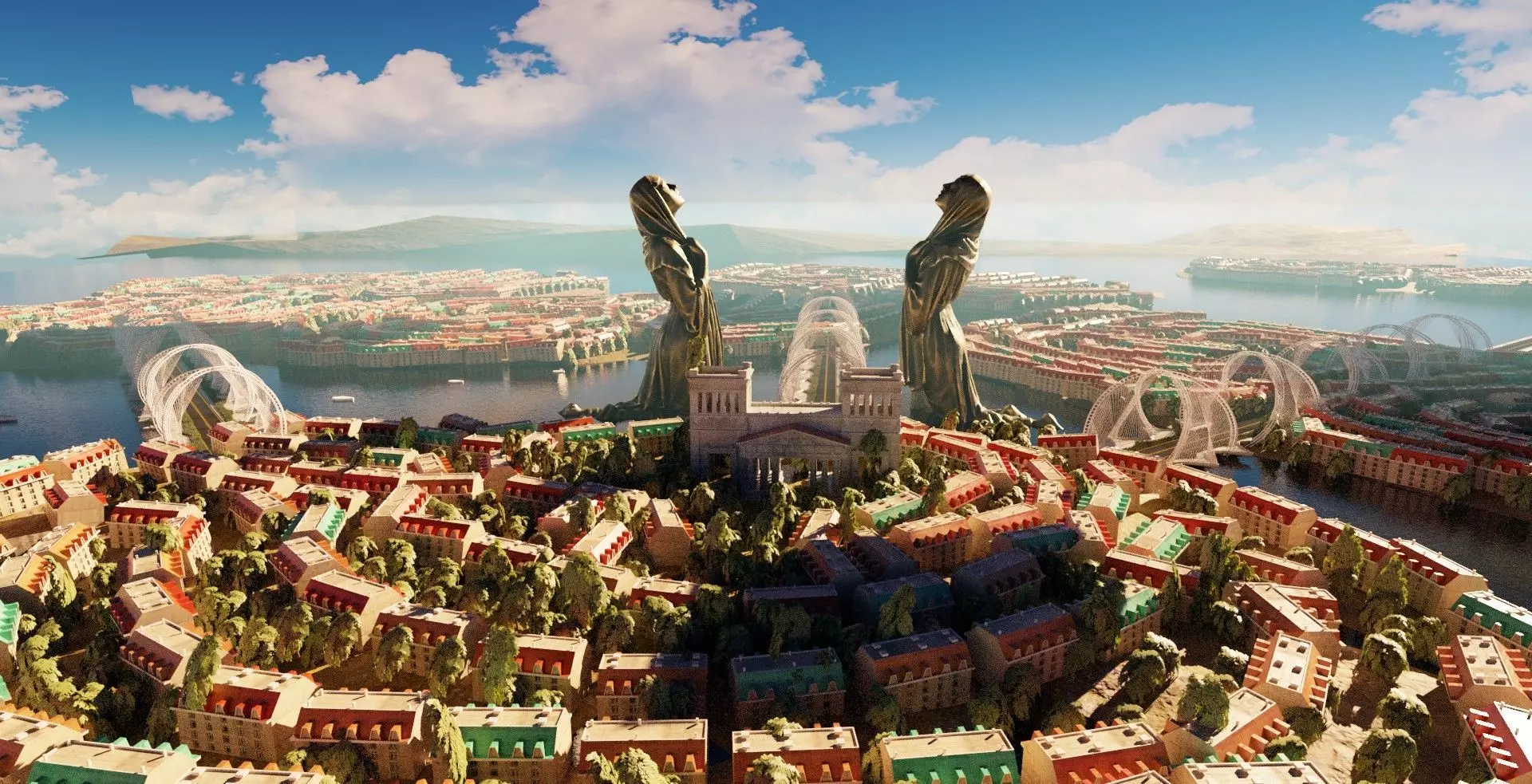 large city made in blender with geometry nodes Low-poly 3D model_0